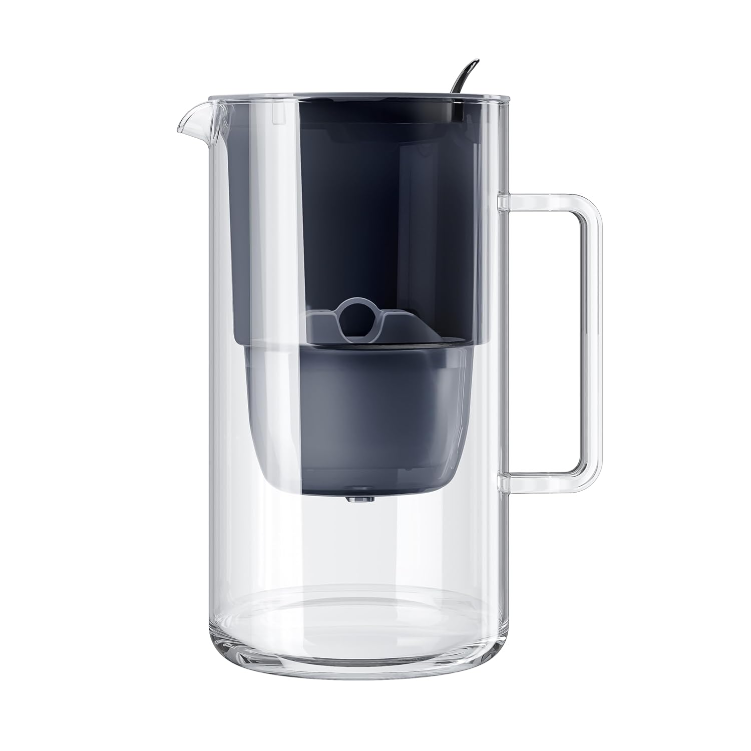 AQUAPHOR Glas-Wasserfilterkrug aus robustem Glas, 2,5 l, inklusive 1 x MAXFOR+ Filterkartusche, schwarz