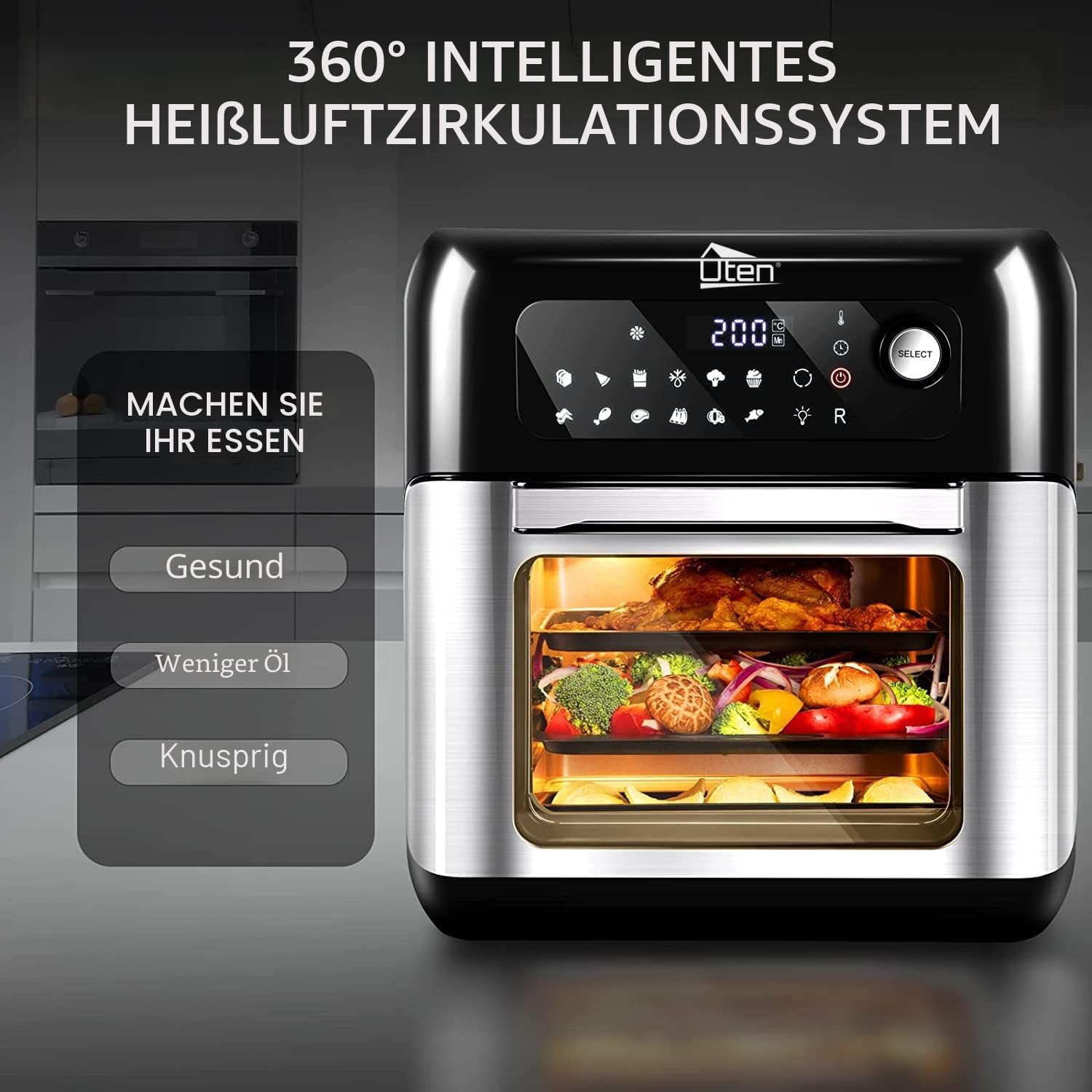 Uten Heißluftfritteuse, Frittieren ohne Öl, Multifunktions-Luftfritteuse – Bild 6