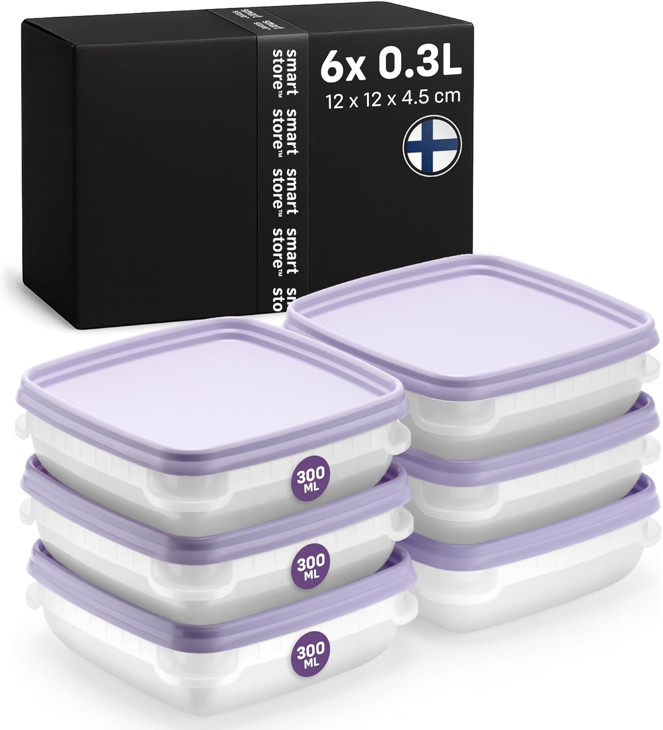 SmartStore Frischhaltedosen mit Deckel und Kühlschrank-Organizer, 0,3 l, 6er-Set, geeignet für Kühlschrank und Gefrierschrank, BPA-freie Meal-Prep-Boxen
