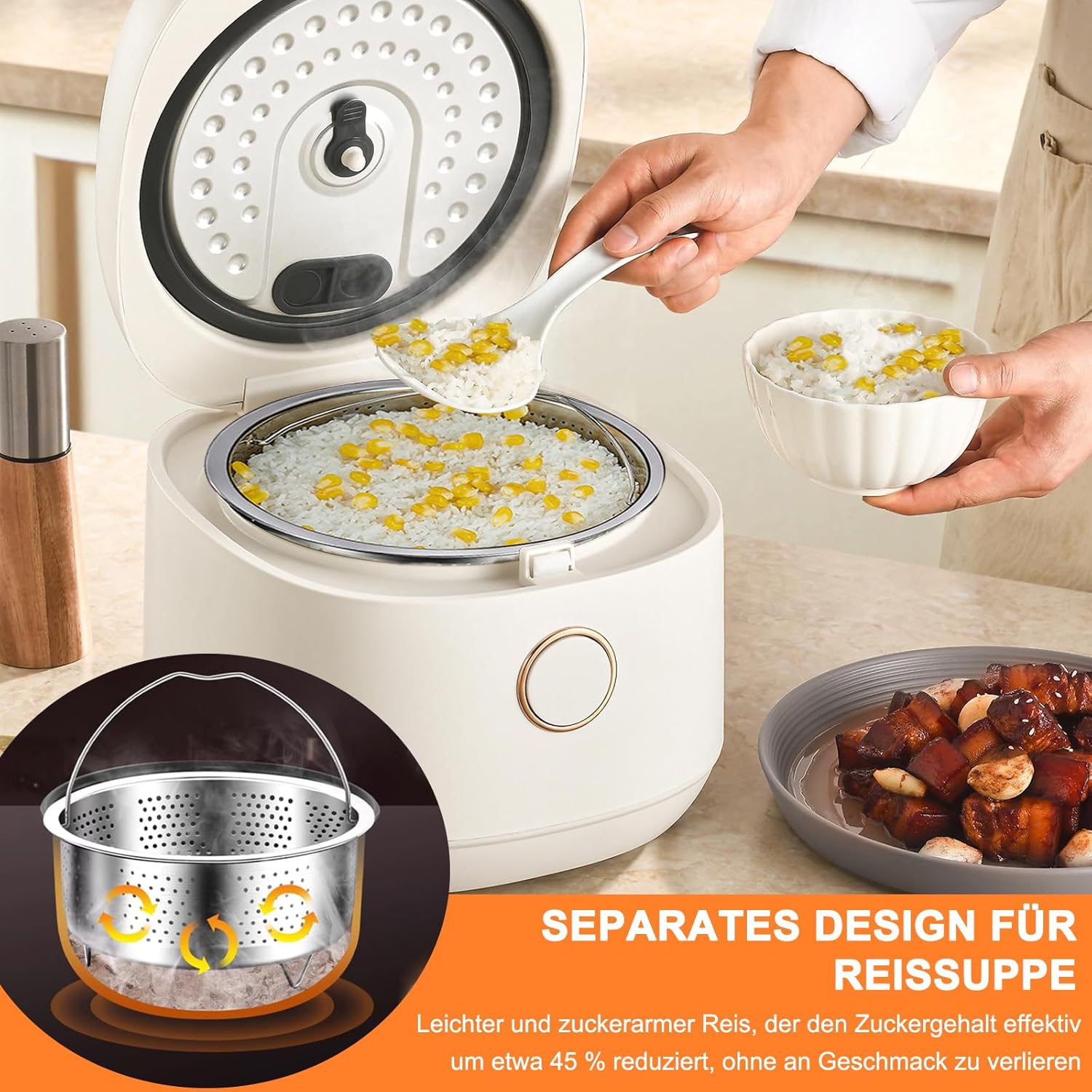 Dampfgareinsatz aus Edelstahl 304, 22 cm, Dampfgareinsatz für Topf, Siebeinsatz für Töpfe für Töpfe, Dampfgareinsatz für Töpfe, Kochtöpfe, Dampftopf, Schnellkochtopf, Dämpfen von Gemüse und Früchten – Bild 7