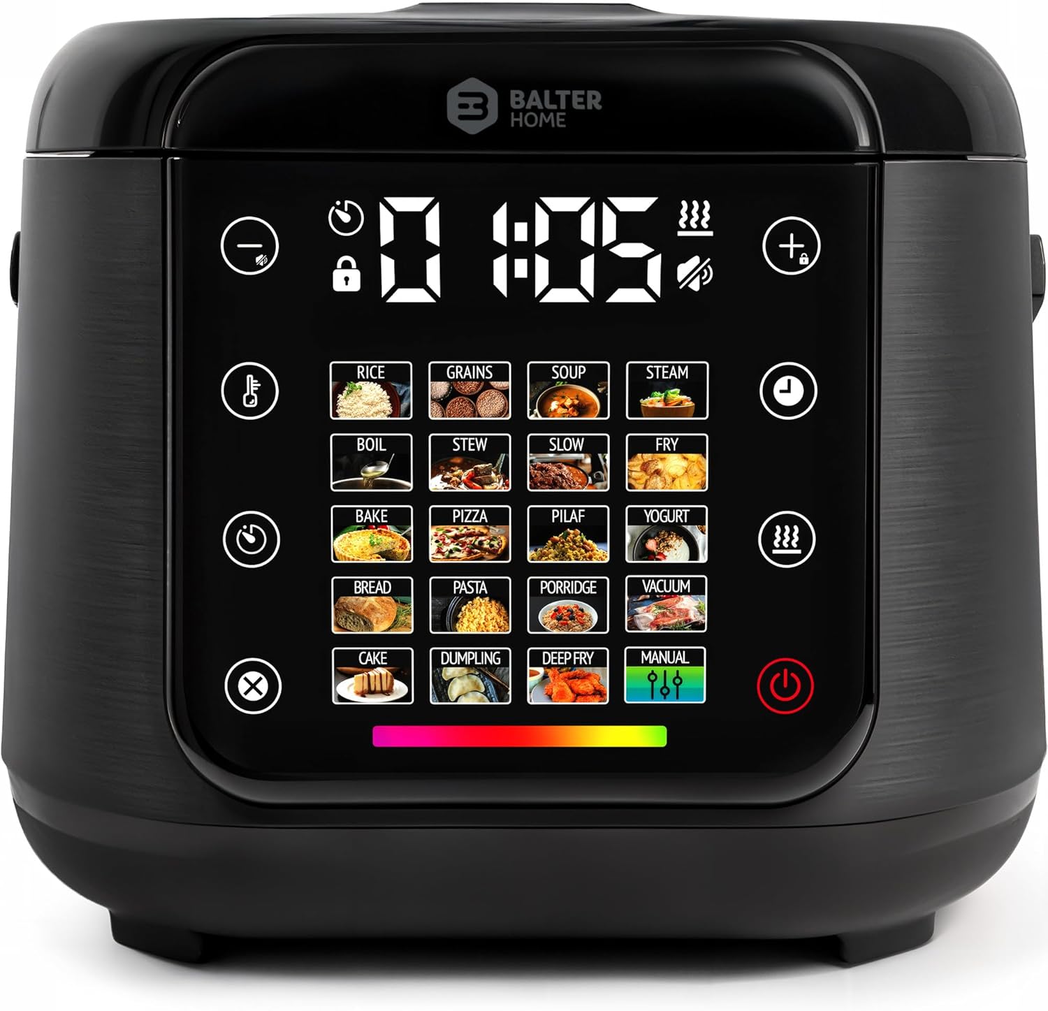 Balter Reiskocher, Multikocher mit 20 Programmen, 4L Reiskocher, Multikocher, Fuzzy-Logic, Dampfgarer & Schongarer, Warmhaltefunktion & Timer, inkl. Premium-Topf, Zubehör & Rezeptbuch, klein