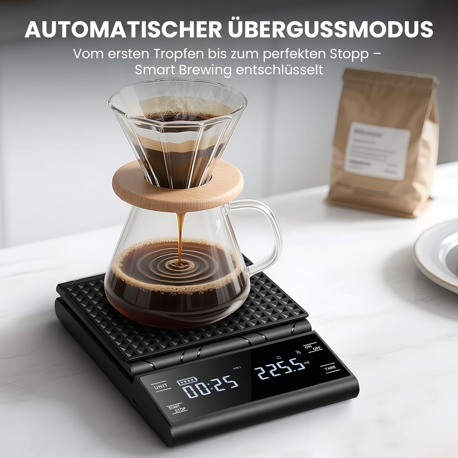 Digitale Kaffeewaage mit Timer, wiederaufladbare Espressowaage 5 kg / 0,1 g Präzisionswaage für Espresso und Übergießen, Küchenwaage digital mit Premium-LCD-Display automatisch für Schmuck – Bild 6