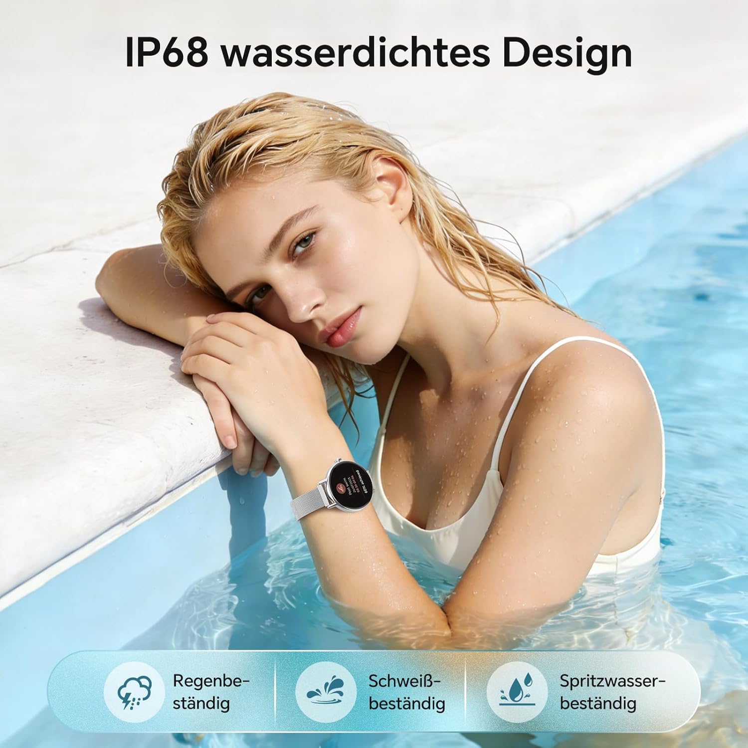 Gydom Runde Smartwatch für Damen, 1,27 Zoll, Smartwatch mit Telefonfunktion, Fitnessuhr mit SpO2, Herzfrequenz, Stress, Kalorien, Schlaf, Schrittzähler, 100+ Sportmodi, IP68, wasserdichte Sportuhr für iOS – Bild 8