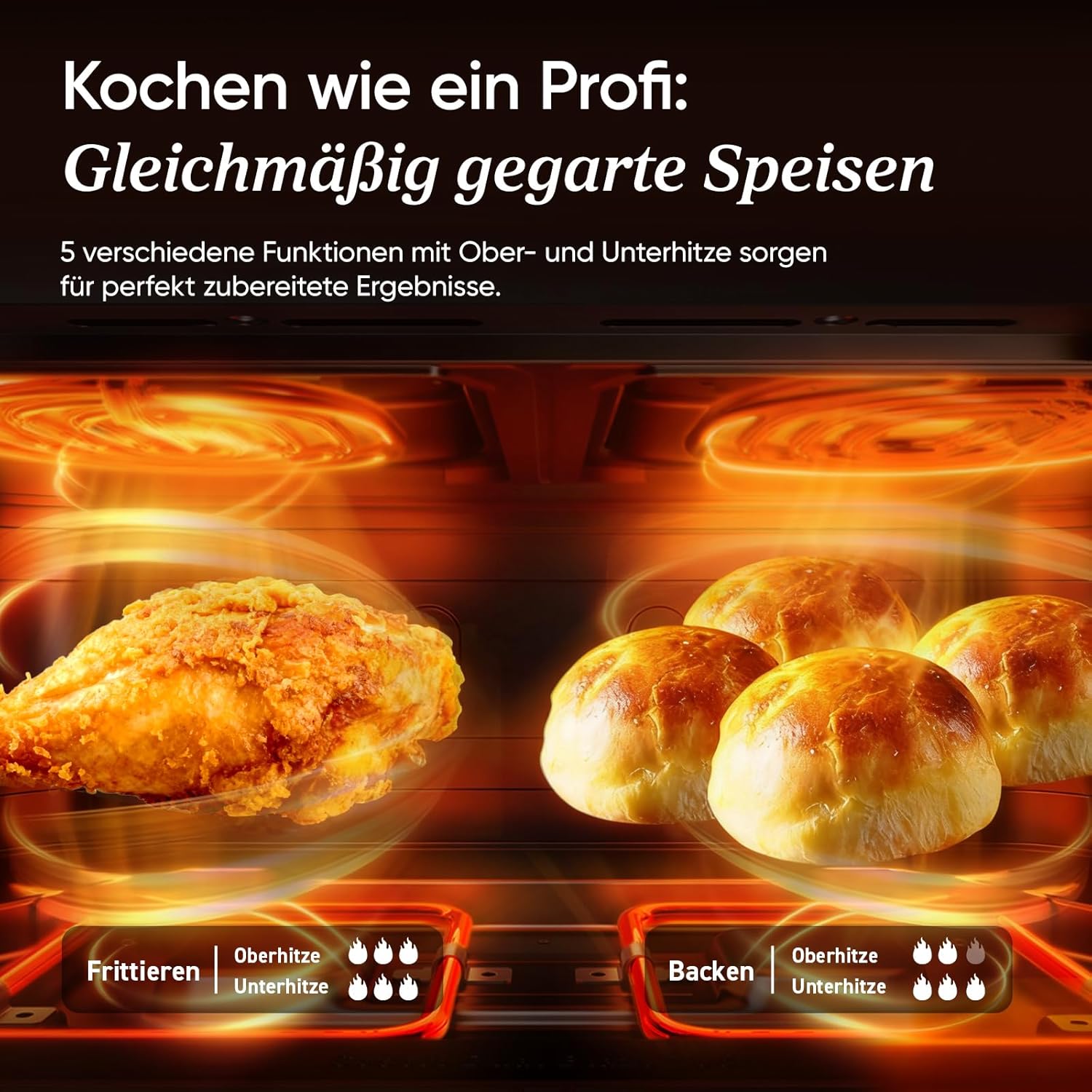 COSORI Heißluftfritteuse 2 Kammern, Dual Blaze TwinFry 10L Airfryer, mit 4 Heizrohren und flexiblen Kammern, gleichmäßige Wärmeverteilung, Temperatur bis zu 240 °C, Schwarz, TF102S – Bild 3