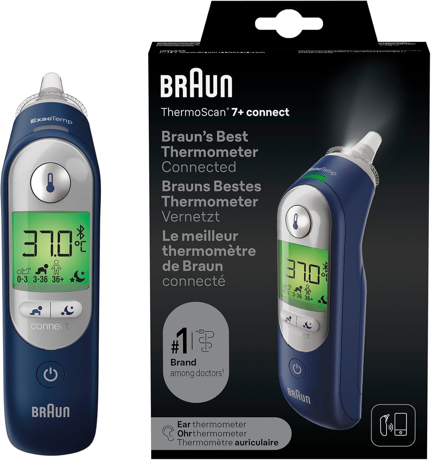 Braun ThermoScan 7+ Connect Ohrthermometer, kompatibel mit der Braun Family Care App, Age Precision-Technologie, farbcodiertes Digitaldisplay, Baby- und Kleinkinderfreundlich – Bild 8
