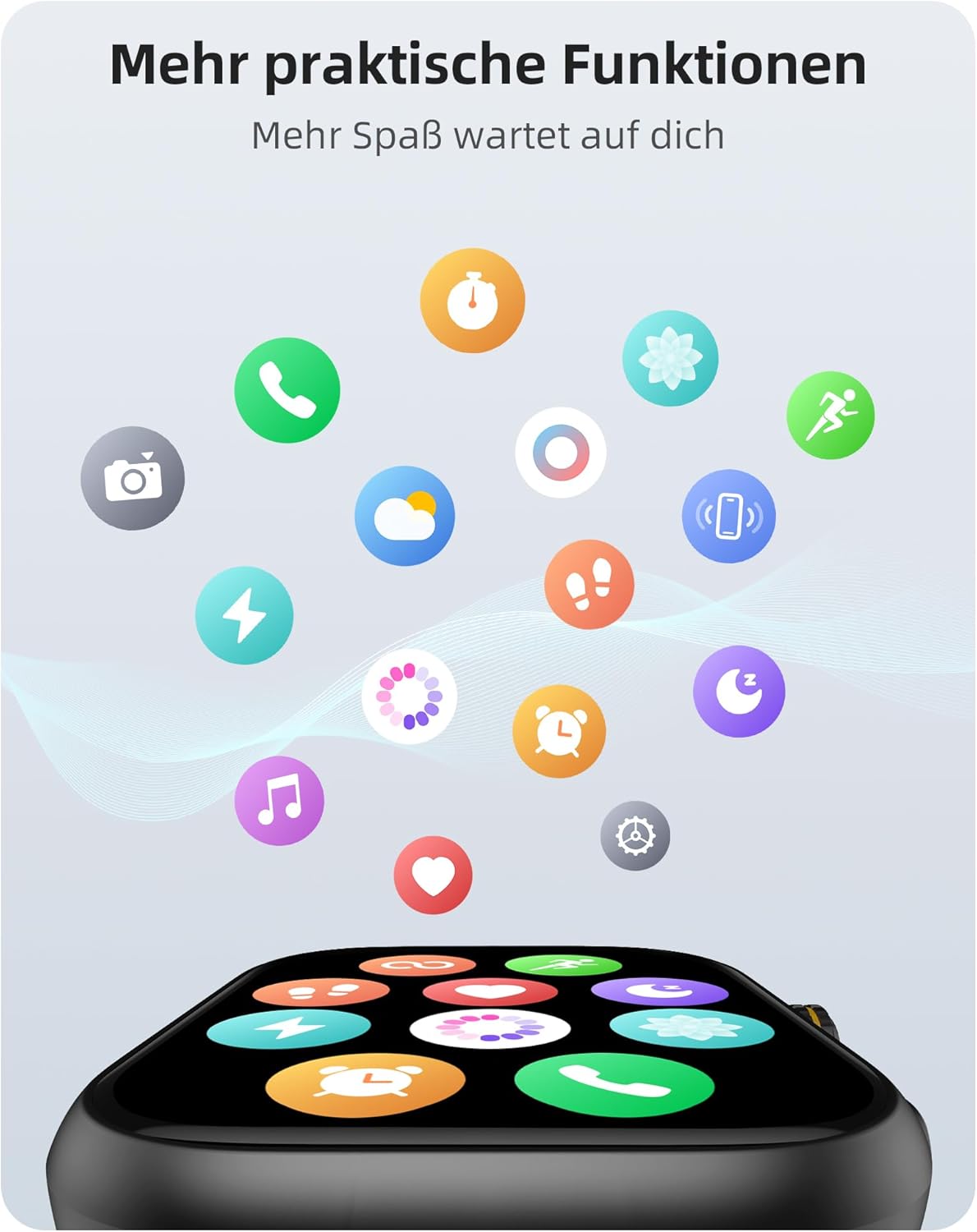 Parsonver Smartwatch Herren Damen mit Telefonfunktion, Fitnessuhr mit GPS, 3 ATM wasserdicht zum Schwimmen, Fitnessuhr mit 100+ Sportmodi, Herzfrequenz, Schlafen, für Android/iOS, Schwarz – Bild 8