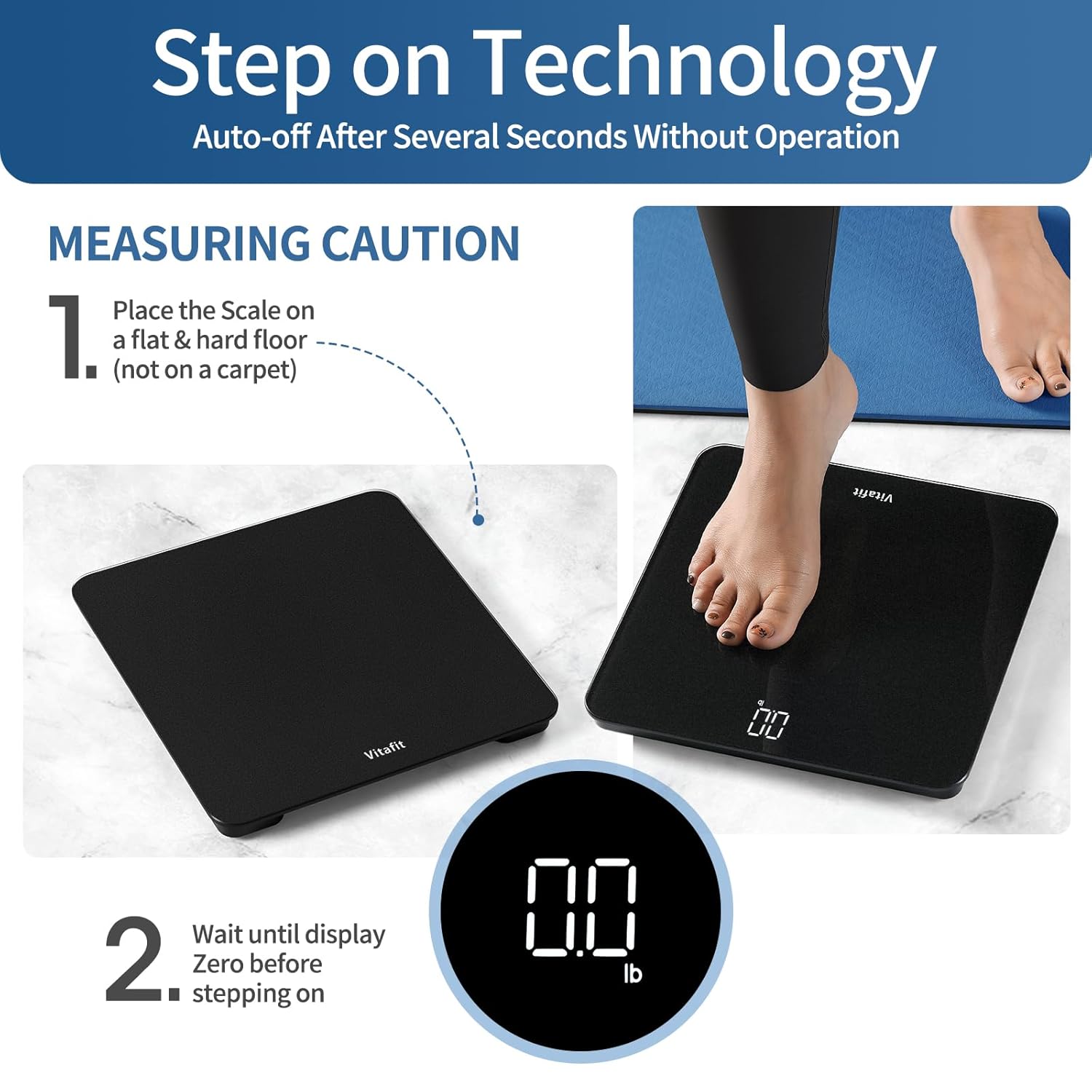 Digitale Personenwaage von Vitafit, hohe Genauigkeit, 0,05 kg, von unserer professionellen Fabrik seit 2001, Waage mit LED und Step-On, Körperwaage mit 182 kg, silberschwarzes Spray – Bild 6
