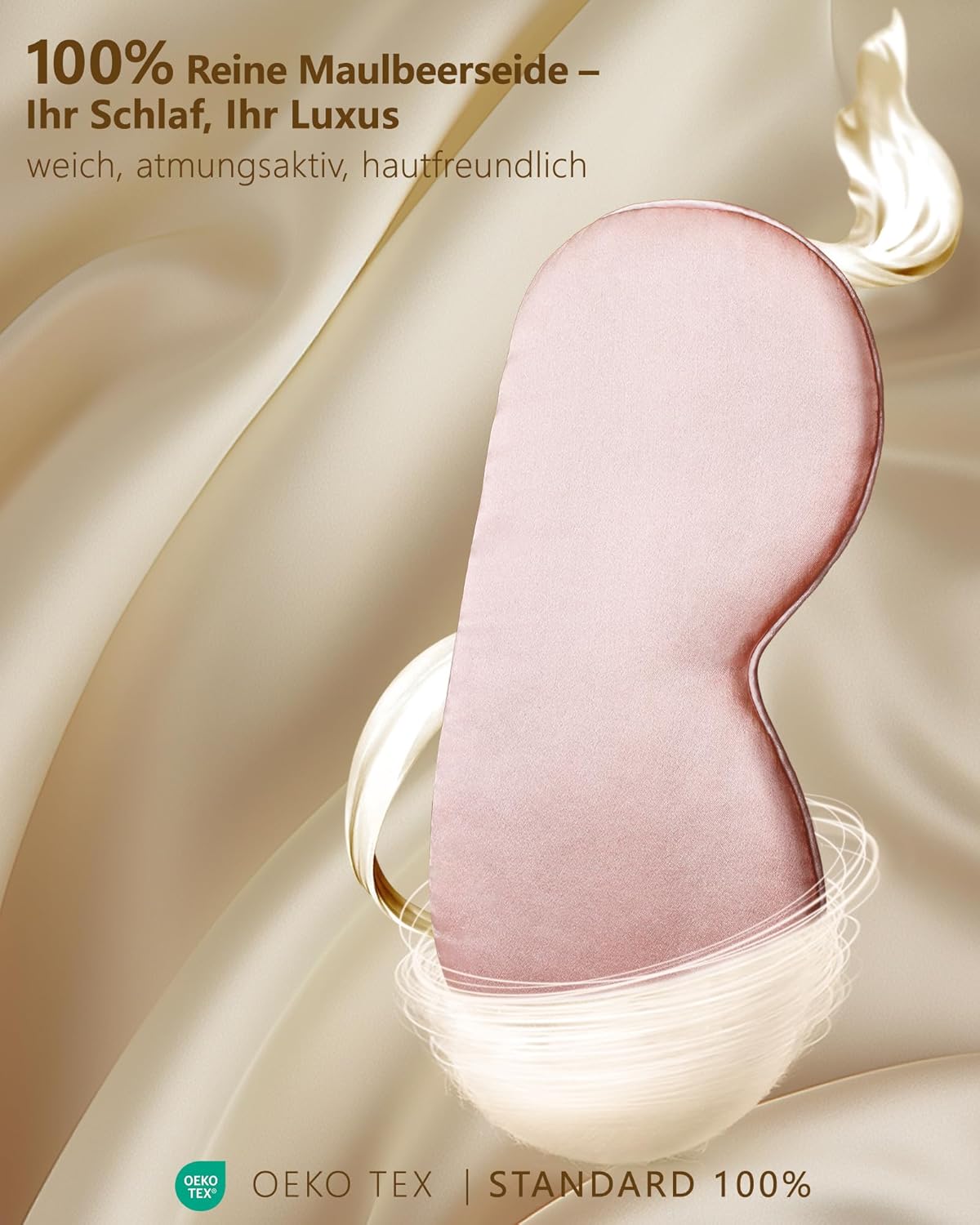 Aosun Seidenschlafmaske für Seitenschläfer, 22 mm, Augenmaske aus 100 % Bio-Maulbeerseide, ideale Geschenke für Frauen und Mütter, lichtblockierende Schlafmaske, Augenklappe mit verstellbarem Riemen für Yoga – Bild 2
