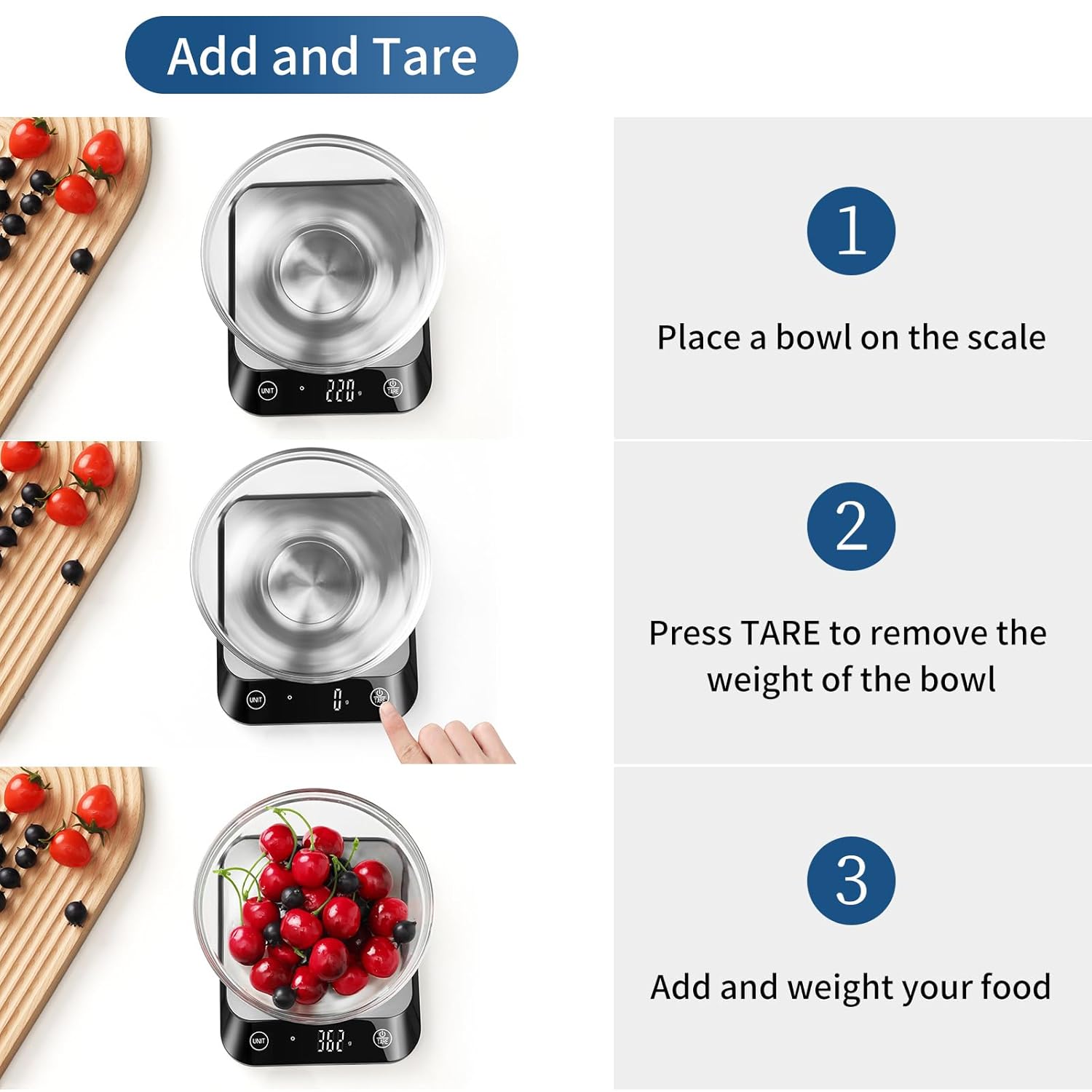 Vitafit 10 kg digitale Küchenwaage mit LED-Anzeige und Tara-Funktion, Fokuswaage seit 2001, digitale Waage mit Flüssigkeitsmessung, hohe Präzision bis 1 g, schwarz – Bild 7