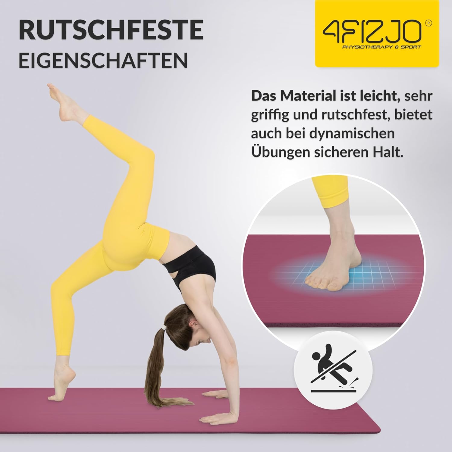 4FIZJO Fitnessmatte mit Tragegurt, Maße 180 x 60 cm, NBR-Schaum, rutschfest, Komfort, In & Outdoor, Pilatesmatte, Yogamatte, Sportmatte, Gymnastikmatte, Trainingsmatte – Bild 6