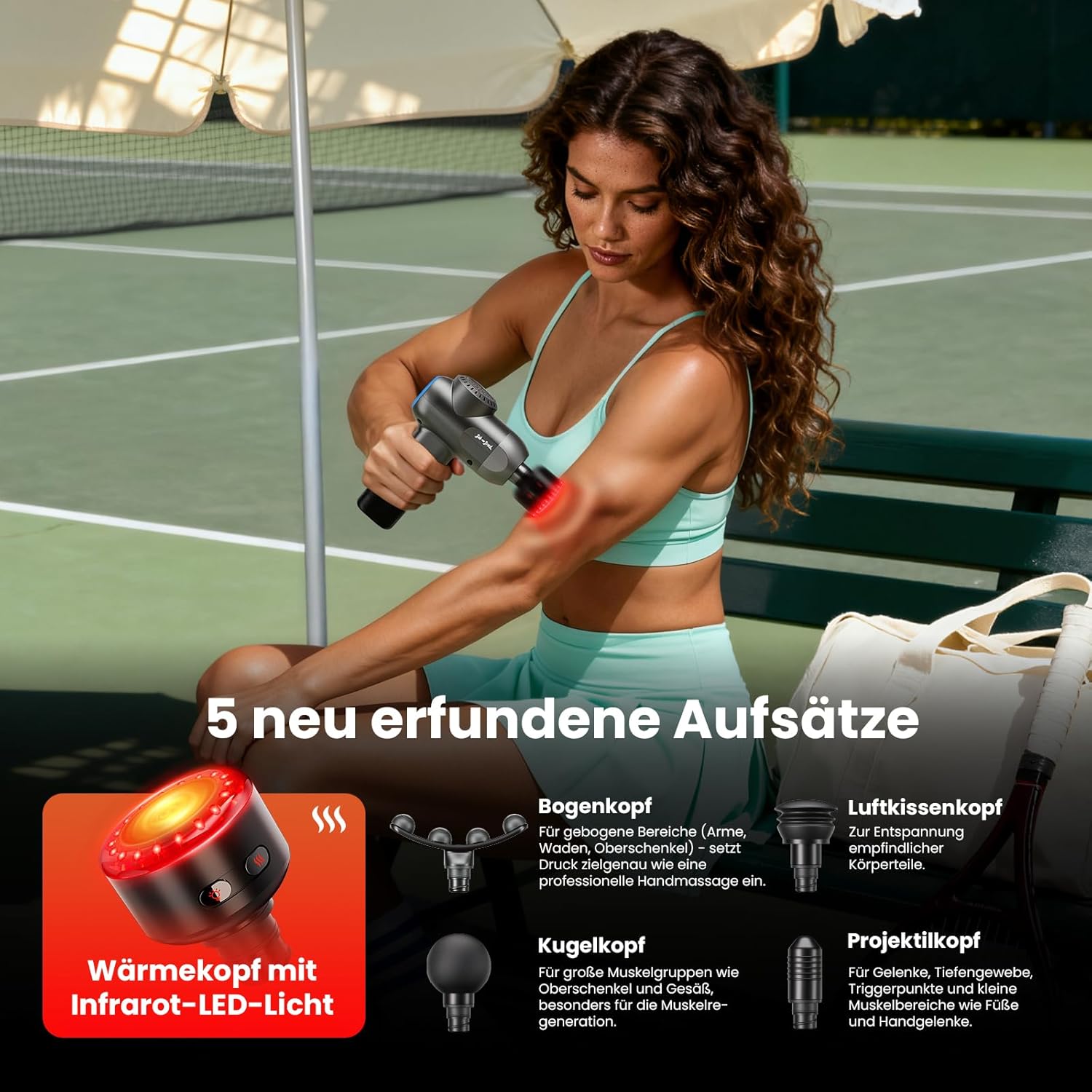 BOB AND BRAD C2 Ultra Massagepistole mit Wärmefunktion und Rotlichttherapie, tragbare Massage-Massagepistole, Muskelmassagepistole für Zuhause, Fitnessstudio, Erholung und Schmerzlinderung – Bild 8