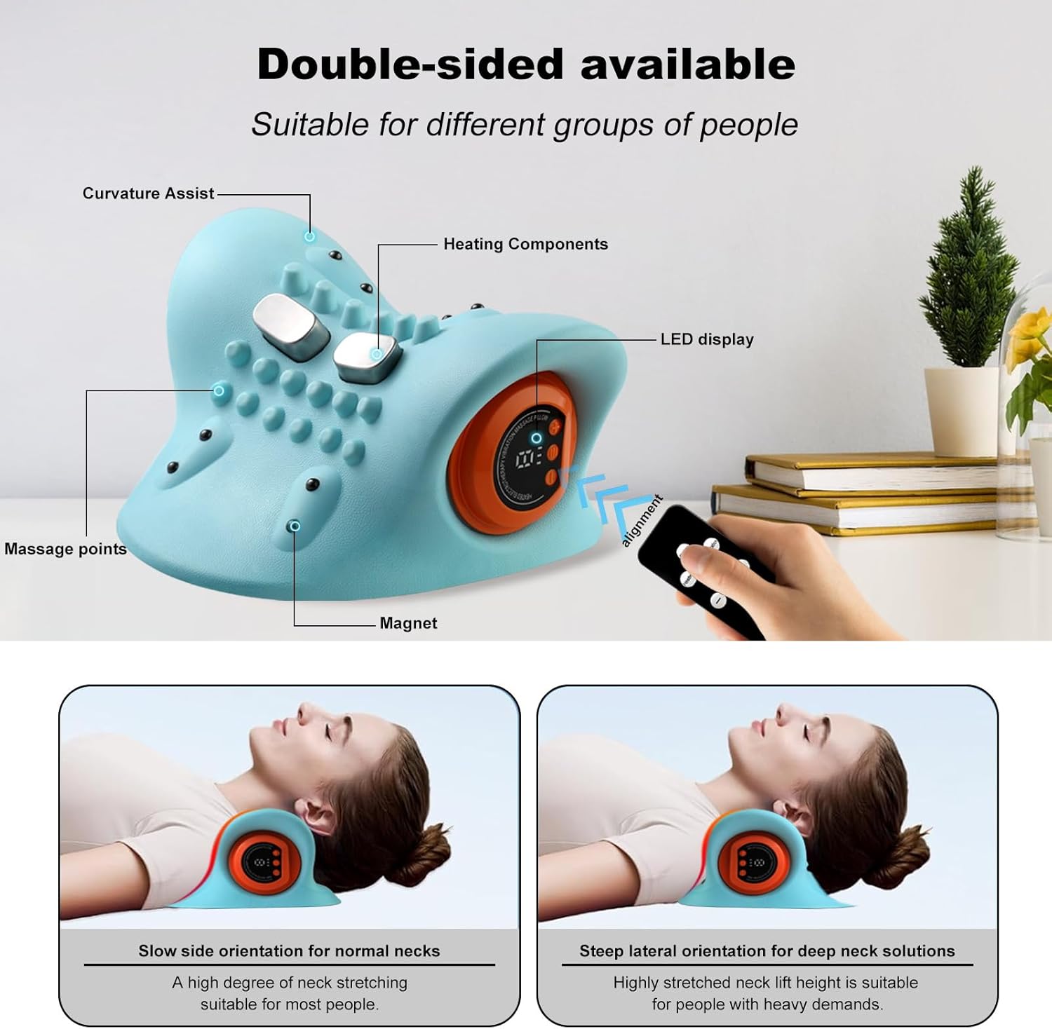 Nackenmassagegerät mit Wärme, 3D-Nackenmassagegerät, kabelloses Nackenmassagegerät, 3 Modi und 6 Intensitätsstufen – Bild 4