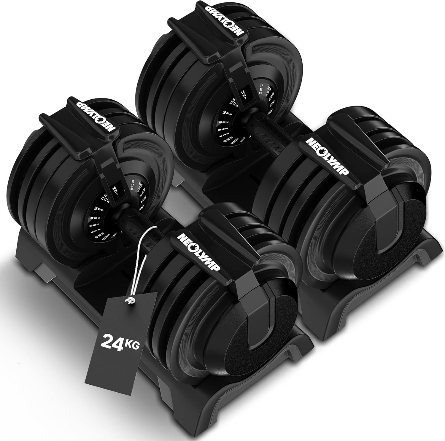NEOLYMP Hantel verstellbar 40 kg – 12 Gewichtsstufen mit Drehgriff – Hantel ergonomisch, rutschfest und platzsparend – verstellbare Hanteln für Damen und Herren – Hanteln mit Gewichten
