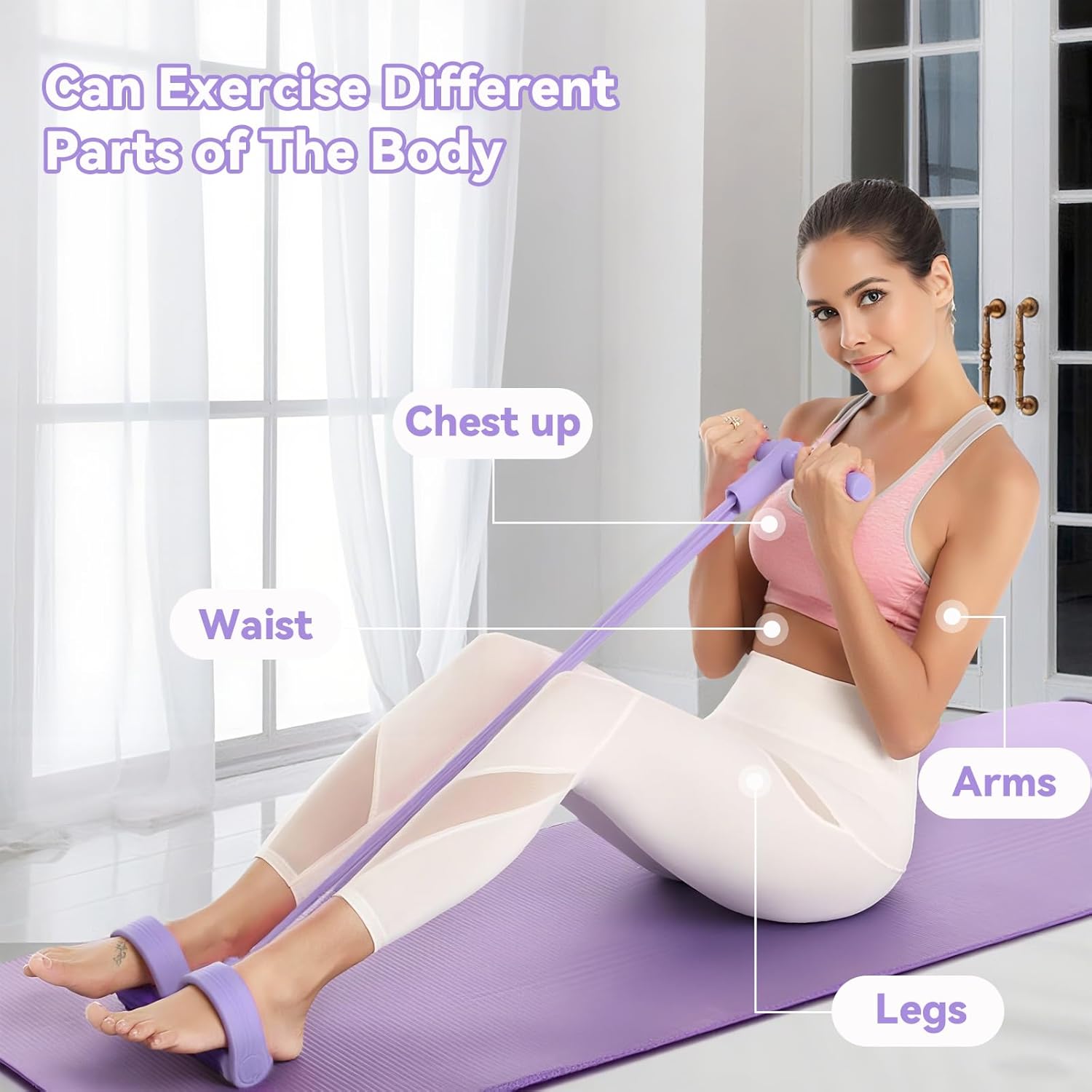 Foot Pedal Resistance Band, 8-Förmiges Widerstandsband und Fitnessbänder, 6 Tubes Gummi Elastisches Zugseil, Gesäßtrainer mit elastischen Bändern Wird zum Dehnen von Bauch ist für Fitness – Bild 6