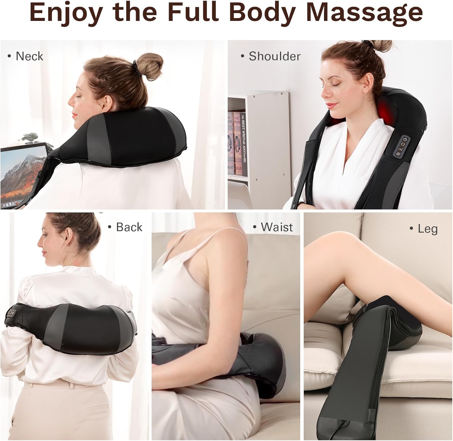 Nackenmassagegerät Schulter mit Wärme, elektrisches Rückenmassagegerät mit 3D-Rotationsmassage und einstellbaren Geschwindigkeiten für das Home Office – Bild 6