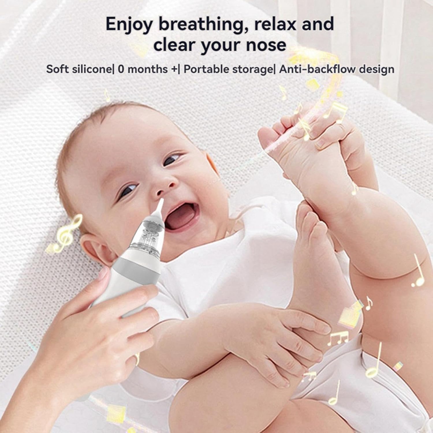 Elektrischer Nasensauger, 3 einstellbare Stufen, ergonomisch, waschbar – Nase mit starkem Saug | Mädchen Babys Eltern – Bild 4