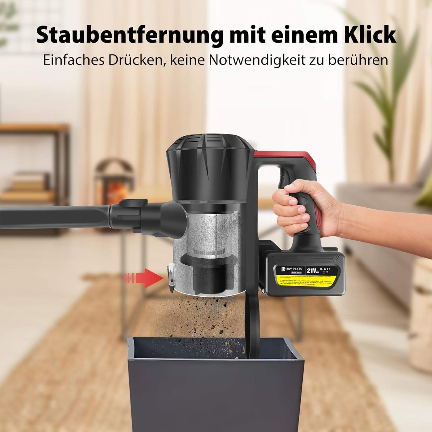 Akku-Staubsauger 45000 Pa/500 W/40 Min, Handstaubsauger, kabelloser selbststehender Tierhaarentferner mit Anti-Tangle-Bürste, leicht, Wandladestation, extrem leise für Tierhaare, Teppich, Hartböden, Auto – Bild 6