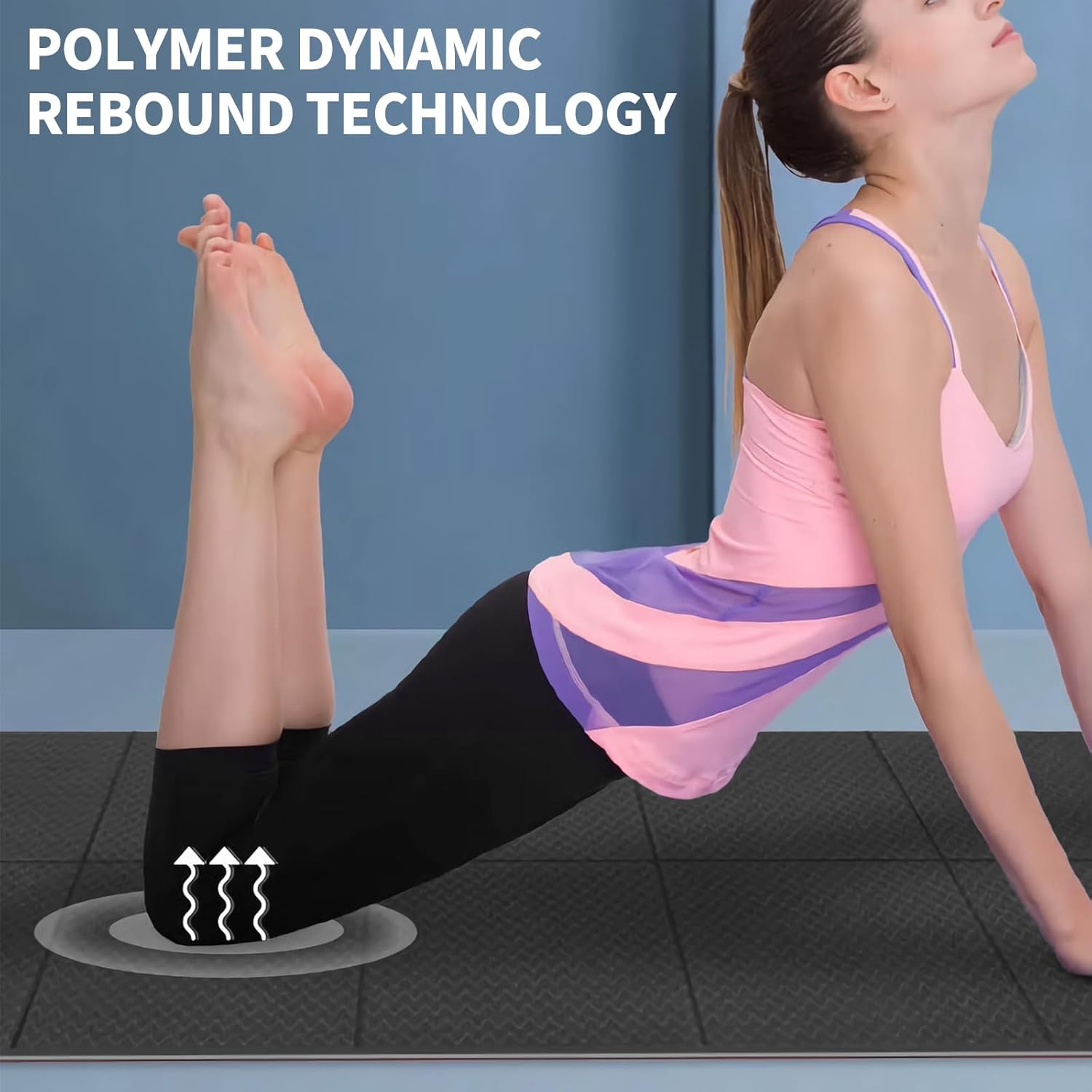 Faltbare Yogamatte, rutschfeste tragbare Fitnessmatte, Gymnastikmatte, rutschfeste, leichte TPE-Sportreise-Yogamatte für Reisen, Pilates, Yoga, Fitness, Sport, 183 x 61 x 0,4 cm, Leder Pink – Bild 2
