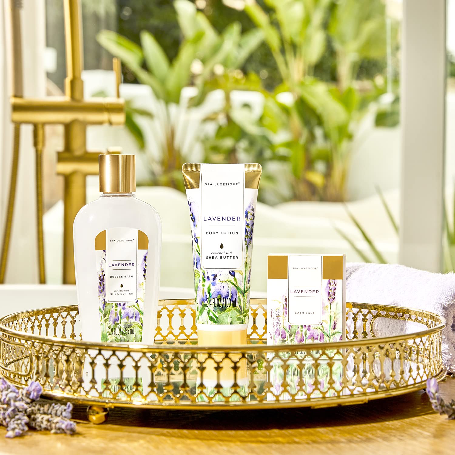 SPA LUXETIQUE Bade-Geschenkset für Damen – 8-teiliges Lavendelduft-Wellness-Set für Damen, Geburtstagsgeschenk, Beauty-Set mit dekorativer Badewanne, Muttertagsgeschenk, Weihnachtsgeschenke, Valentinstagsgeschenk – Bild 3