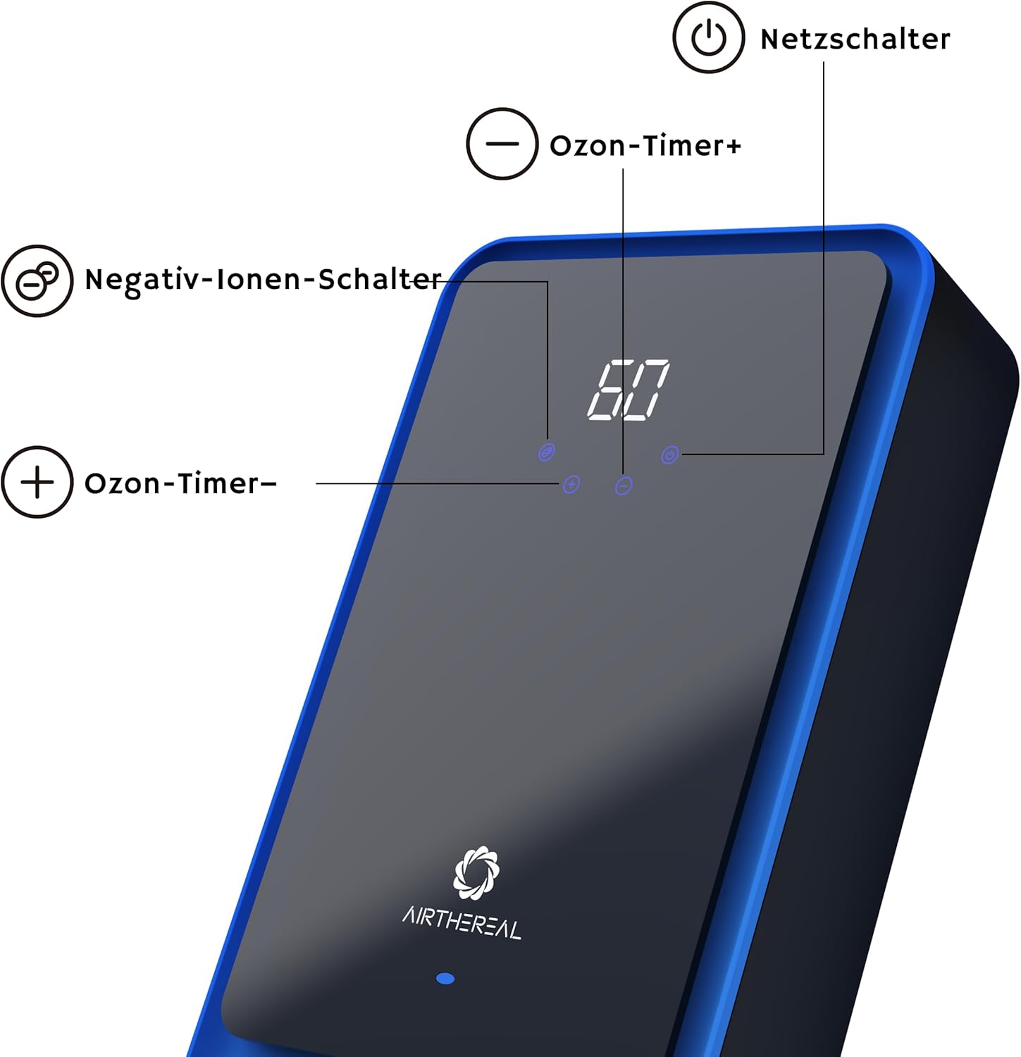 Airthereal AH1000 2-in-1-Ozongenerator und Ozongerät für Wasser und Luft mit 2 Modi, Timer und Negativ-Ionen-Generator – reinigt Wasser, Luft, Waschlappen sowie Obst und Gemüse – Bild 6