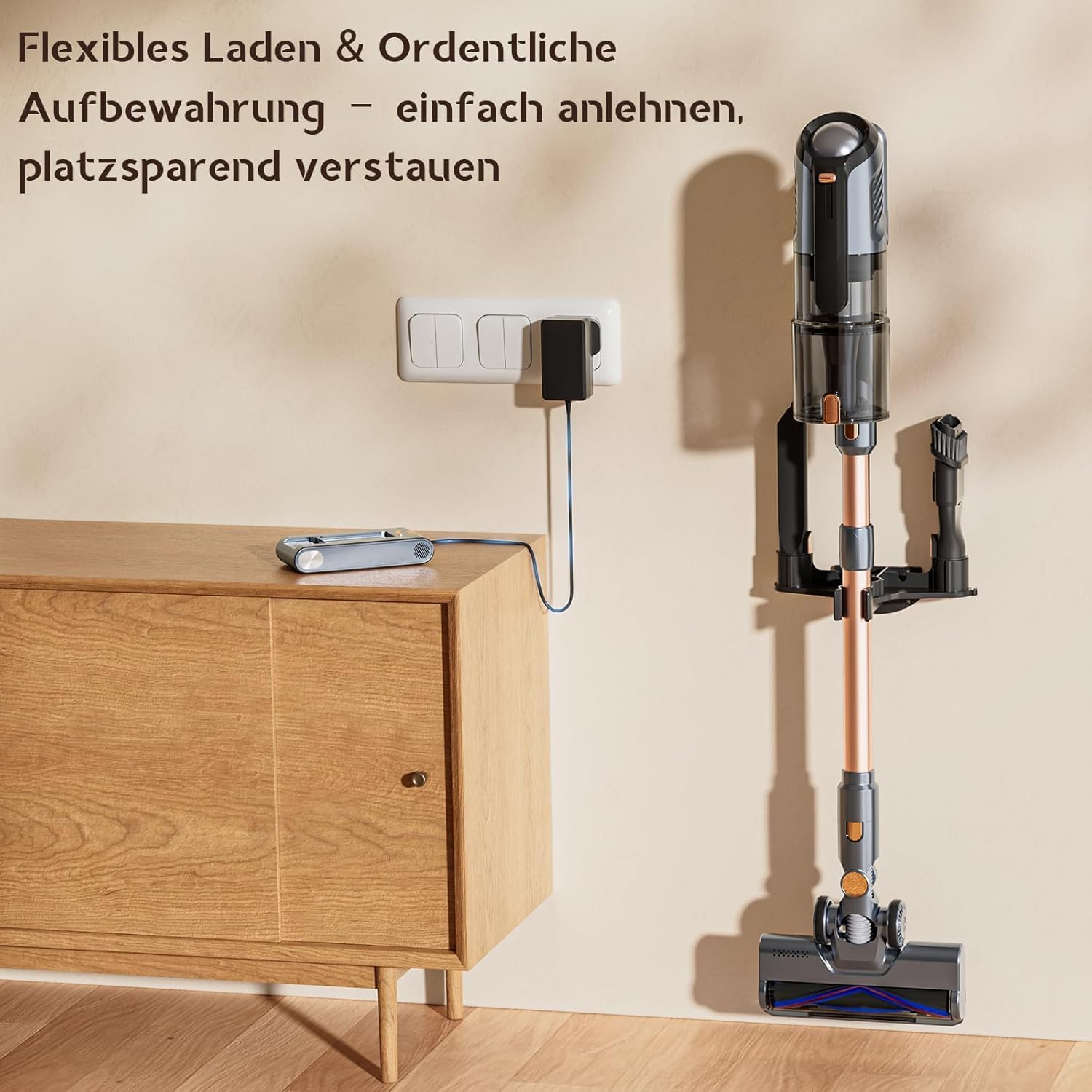 Akku-Staubsauger 45000Pa, 60 Min., nur 1,9 kg, 6-in-1-Staubsauger kabellos mit LED-Leuchten, Anti-Tangle-Bürste & Ladestation, 99,9 % Filterleistung für Tierhaare, Teppiche, Hartböden – Bild 7