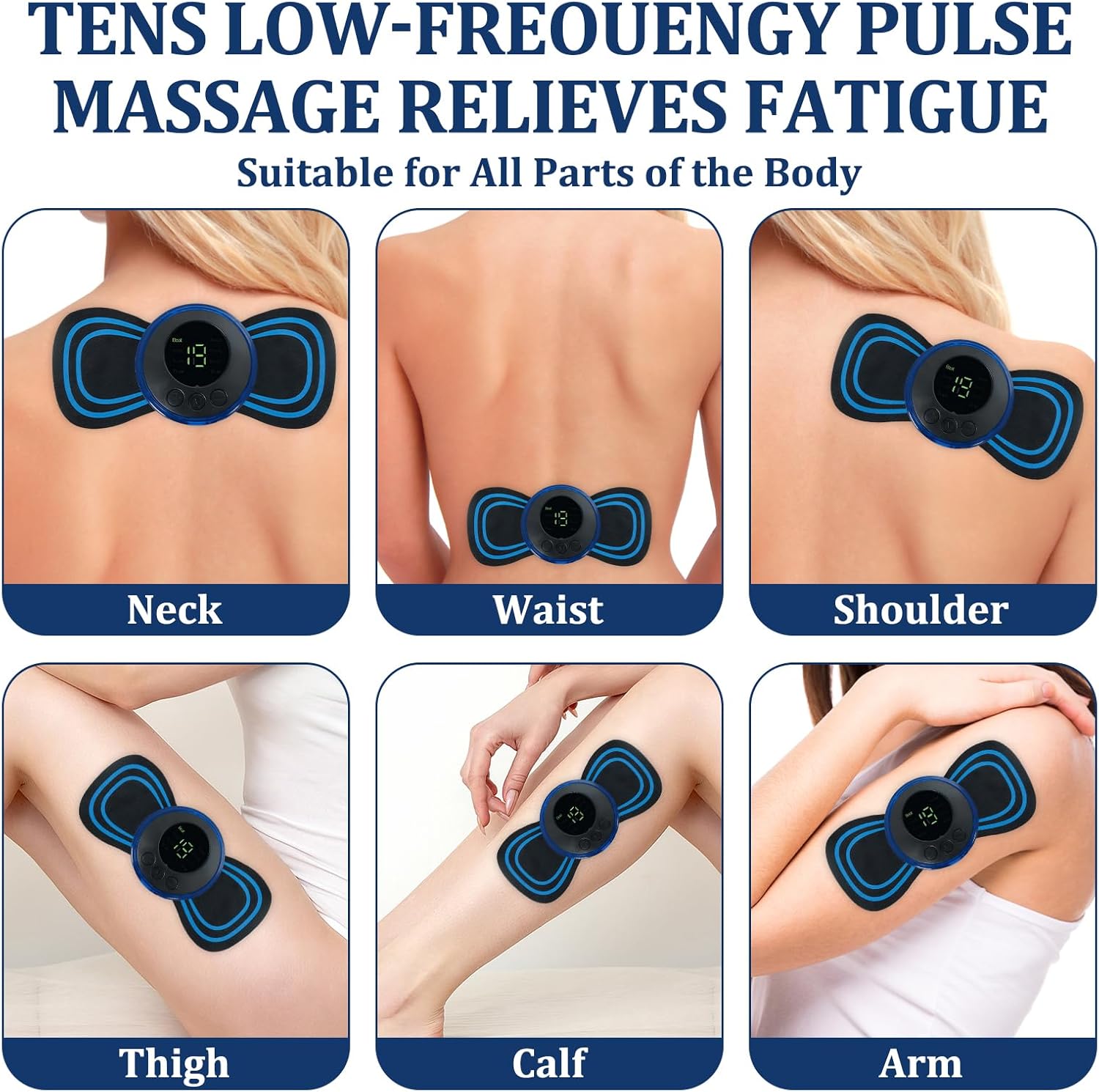 Elektrisches Nackenmassagegerät, tragbares Nackenmassagegerät, 8 Geschwindigkeiten und 19 Modi, USB-Mini-Massagegerät, Ems-Massagegerät mit Digitalanzeige und Fernbedienung, für Arme/Schultern/Nacken/Rücken/Bauch – Bild 4