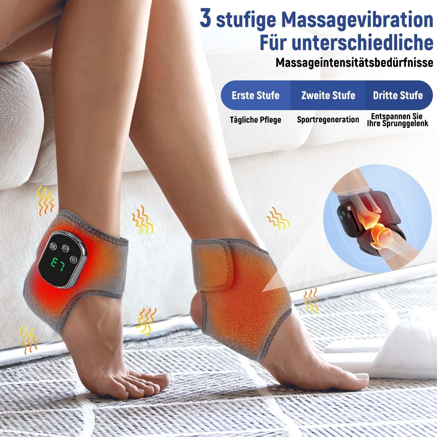 2er-Pack 3-in-1-Fußmassagegerät, Fußmassagegerät, Fußmassagegerät, tragbares kabelloses Fußmassagegerät, 3 Modi und 5 Wärmestufen für Knöchel, Ferse, Sohle, Fußgewölbeunterstützung, ideales Geschenk für Eltern – Bild 7
