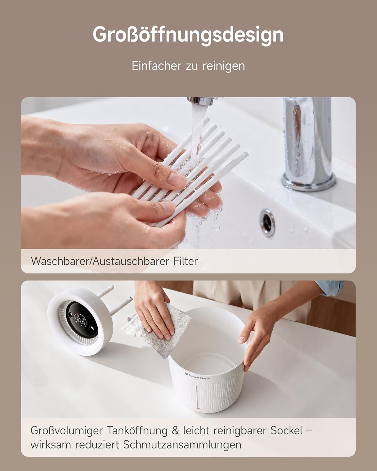 Space Player Luftbefeuchter Schlafzimmer Leise 3L Top-Fill Ultraschall Kabellos 4000 mAh Akku Kaltnebel-Luftbefeuchter mit Timer 2–8 Stunden automatische Abschaltung Nachtlicht für Baby-, Kinderzimmer-, Büropflanzen – Bild 8