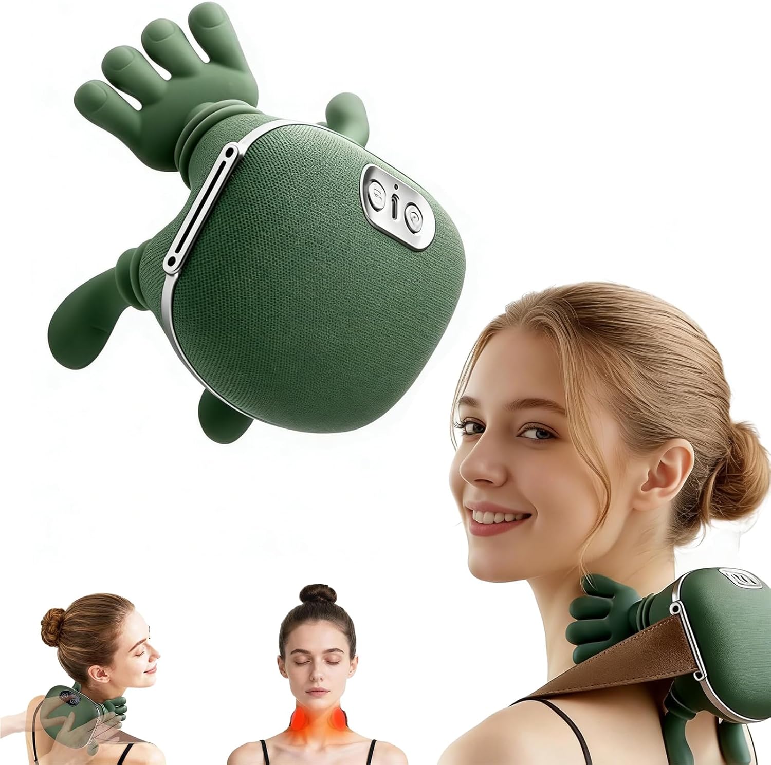 Massagegerät, 4D-Nackenmassagegerät mit Wärme, elektrisches USB-Schultermassagegerät, 3 Modi und 2 Wärmeeinstellungen, tragbares Nacken- und Schulter-Shiatsu-Massagegerät für Zuhause, Büro und Reisen – Bild 9