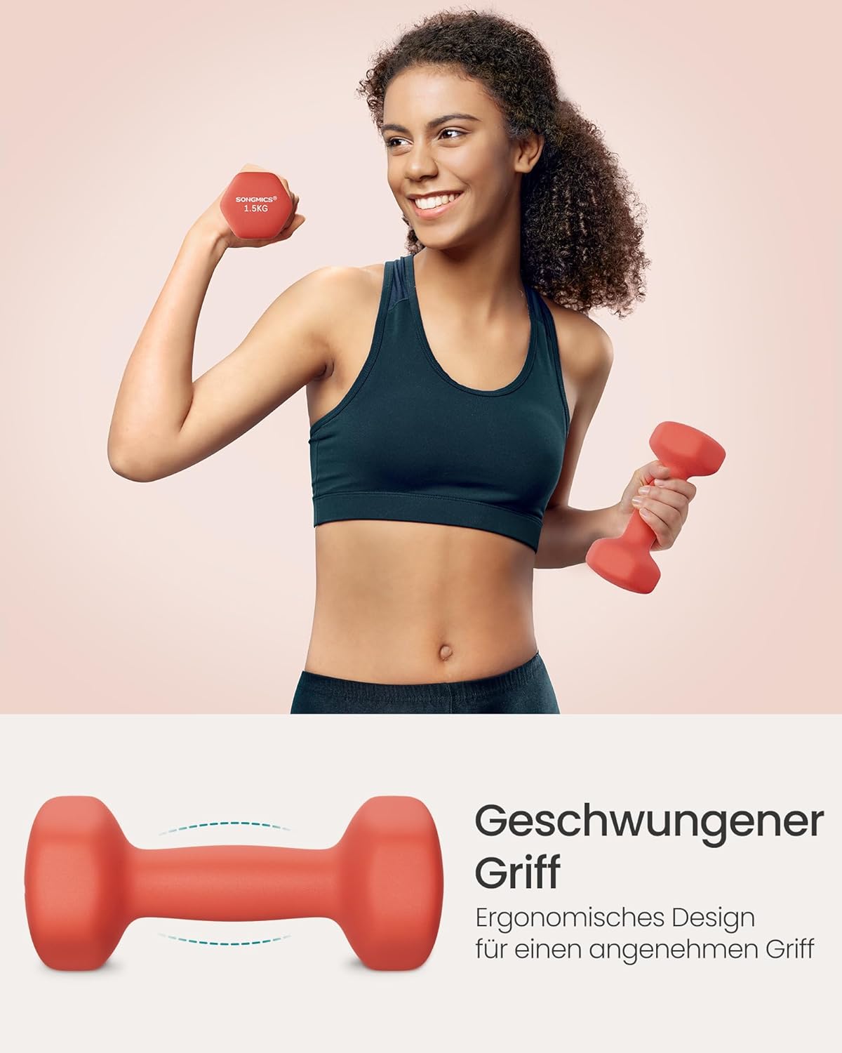 SONGMICS Hantel-Set, 3 Paar, 1kg-3kg, 9kg oder 12kg, Aufbewahrung, Fitnessstudio, Krafttraining, rutschfeste Neopren-Beschichtung – Bild 3