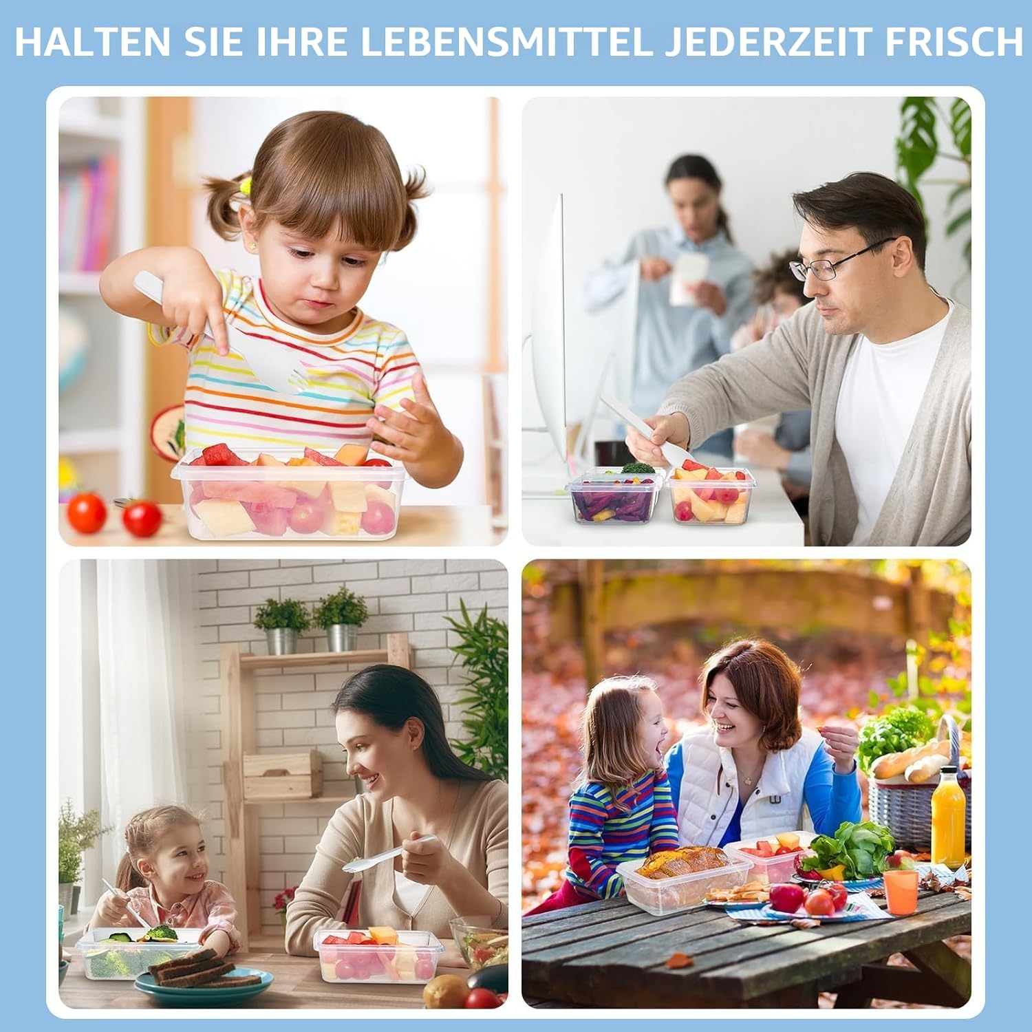 7 x 840 ml Frischhaltedosen mit Deckel, BPA-frei, luftdicht und stapelbar, Gefrierbehälter und Meal-Prep-Boxen für Lebensmittelbox, Gefrierbehälter und Küche – Bild 6