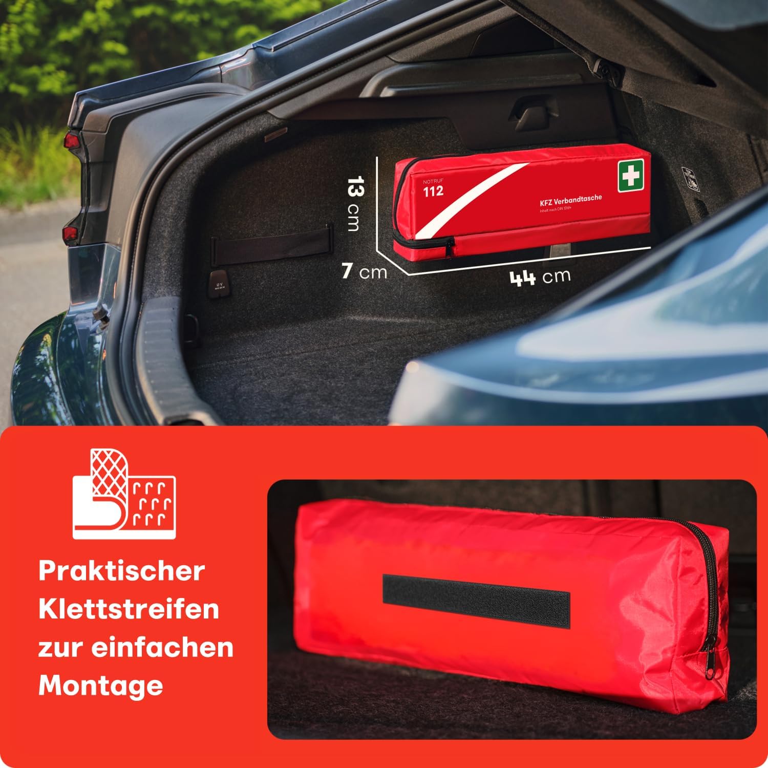 PURAHELP® Kfz-Verbandskasten Kombitasche inkl. Warndreieck & Warnweste (DIN 13164) – Kfz-Verbandskasten mit Verbandstasche – StVO-konform für 2025 – Kfz-Verbandskasten – Erste Hilfe – Bild 5