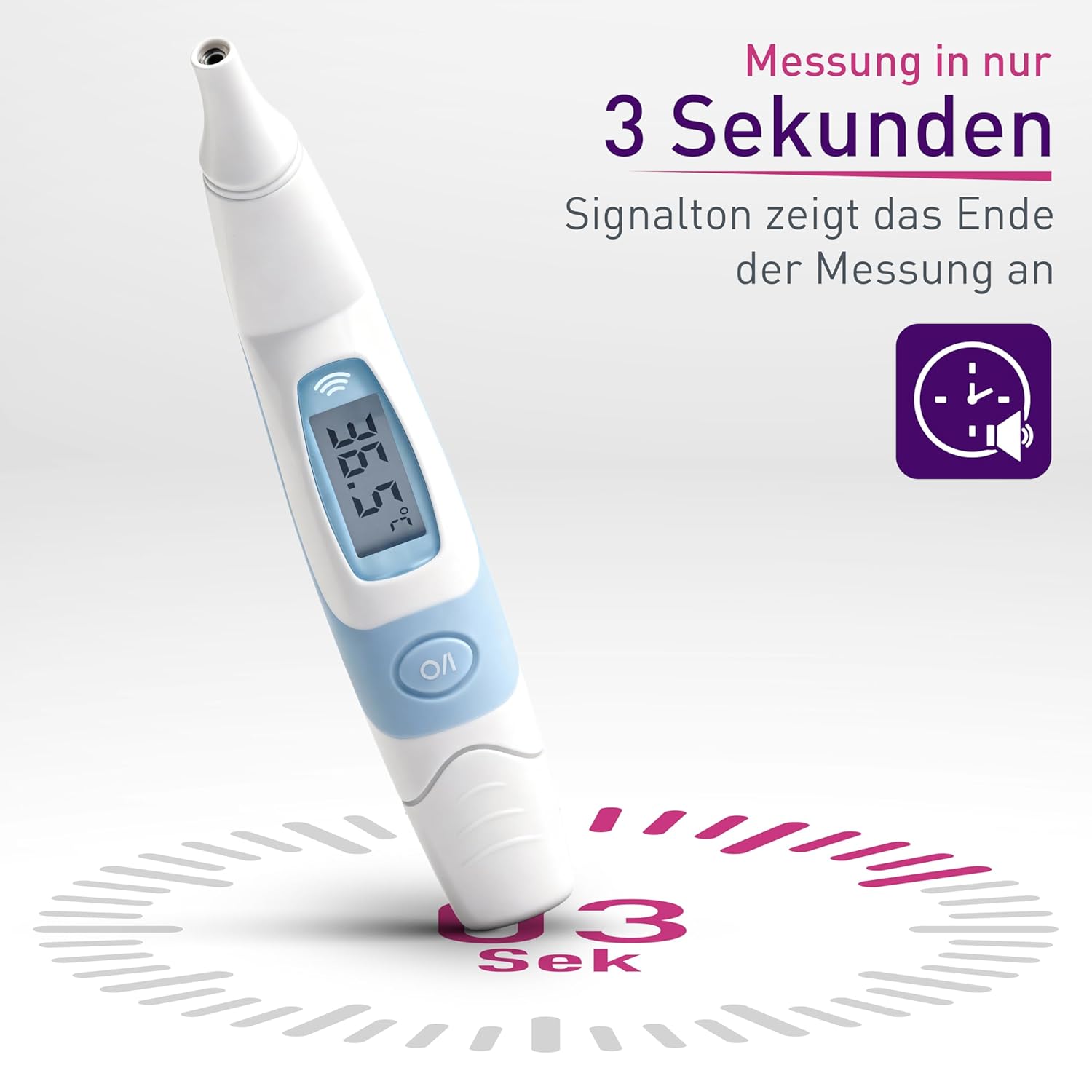 scala SC 8172 Infrarot-Ohrthermometer – Digitales Fieberthermometer für Kinder & Erwachsene – 3 Sekunden Messzeit, akustischer Fieberalarm & Speicher für 9 Messwerte – Bild 3