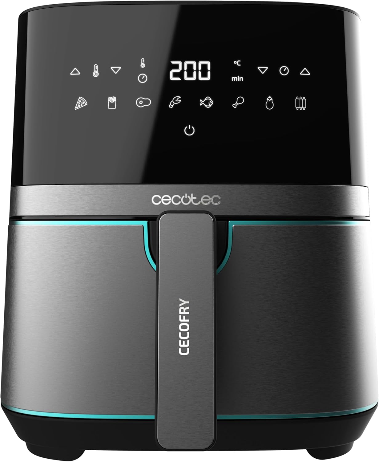 Cecotec Heißluftfritteuse 5,5 l Cecofry Full InoxBlack Pro 5500. 1700 W, ölfreie Fritteuse, Diät und Digital, Touchpad, Edelstahl-Finish, PerfectCook-Technologie, Thermostat, 8 Modi – Bild 2