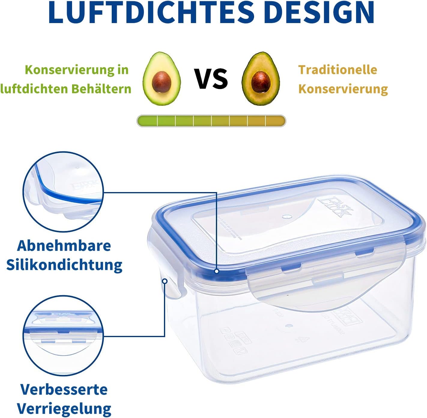 4 Stück kleine Behälter mit Deckel, Kunststoff, Gefrierbehälter, 500 ml, Meal-Prep-Boxen, Mikrowellengeschirr, auslaufsicher, tragbar und langlebig – Bild 3