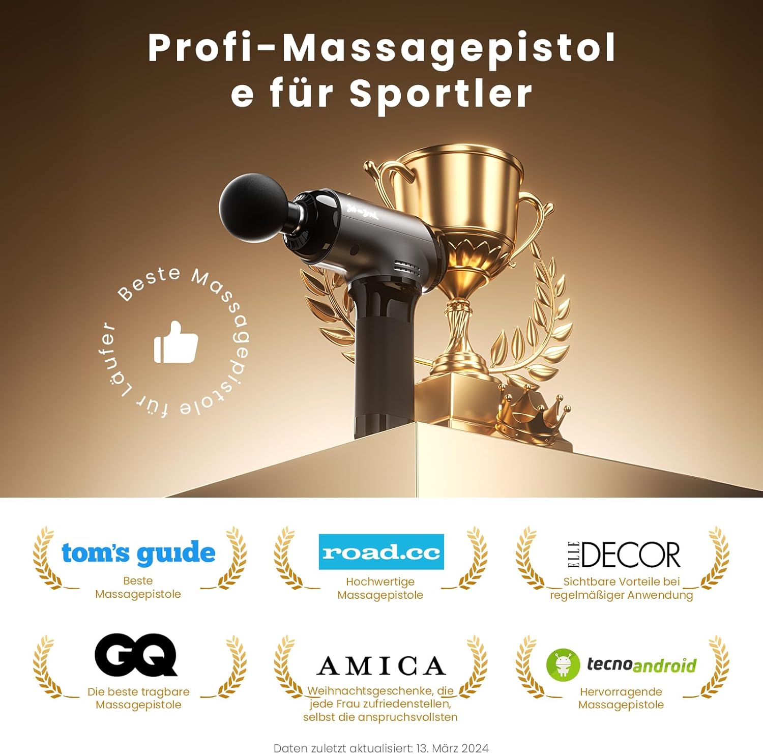 Bob and Brad T2 Massagepistole, Muskelmassagegerät mit 4000-mAh-Akku, 3200 U/min und 10 mm Amplitude, Percussion-Massagepistole mit USB-C-Aufladung, Geschenk für Männer und Frauen – Bild 5