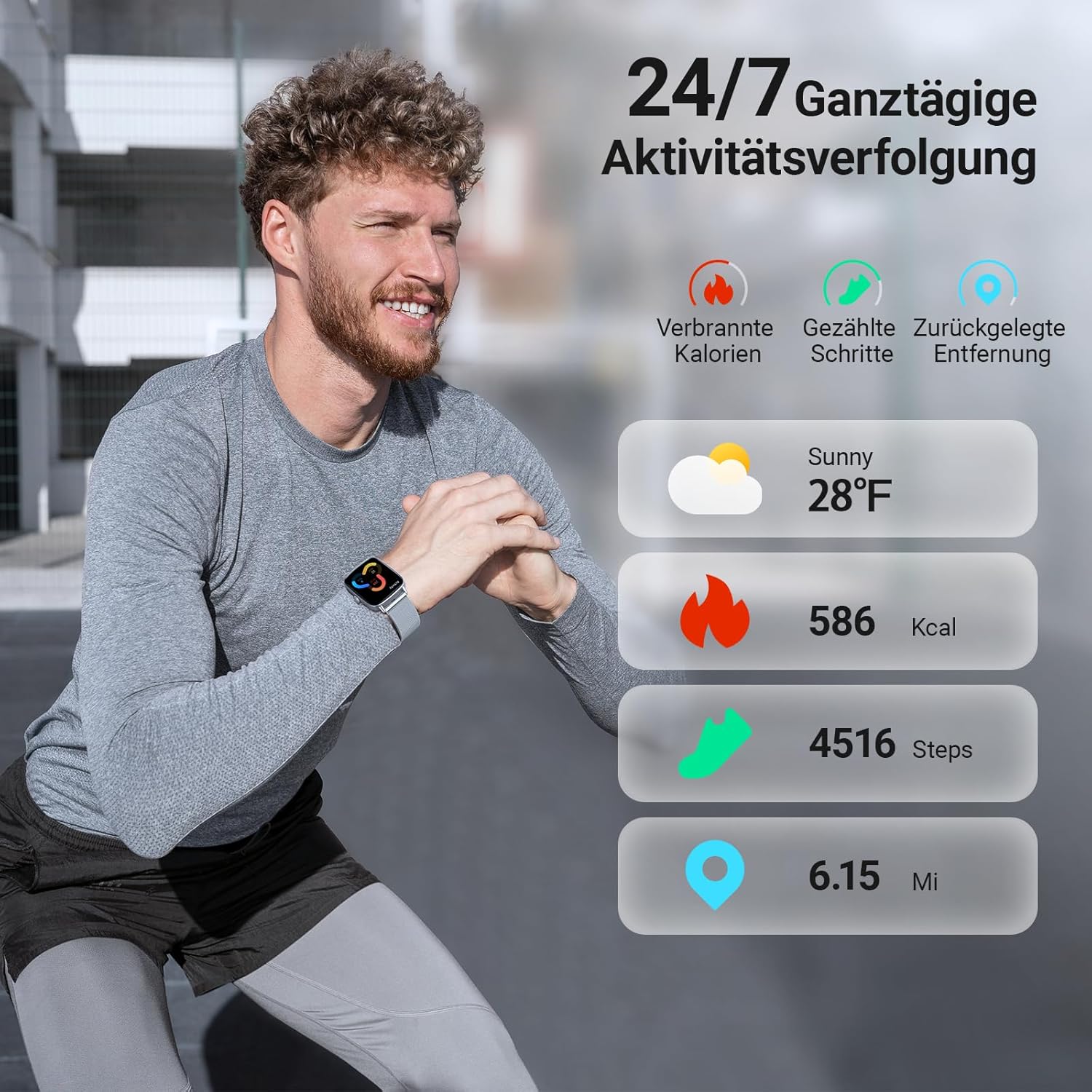 Smartwatch Herren Damen mit Telefonfunktion, 1,85 Zoll Fitnessuhr Smartwatch, 100+ Sportmodi, Fitnesstracker mit Herzfrequenz/SpO2/Schlafmonitor, Schrittzähler, IP68 wasserdichte Sportuhr für iOS Android – Bild 3