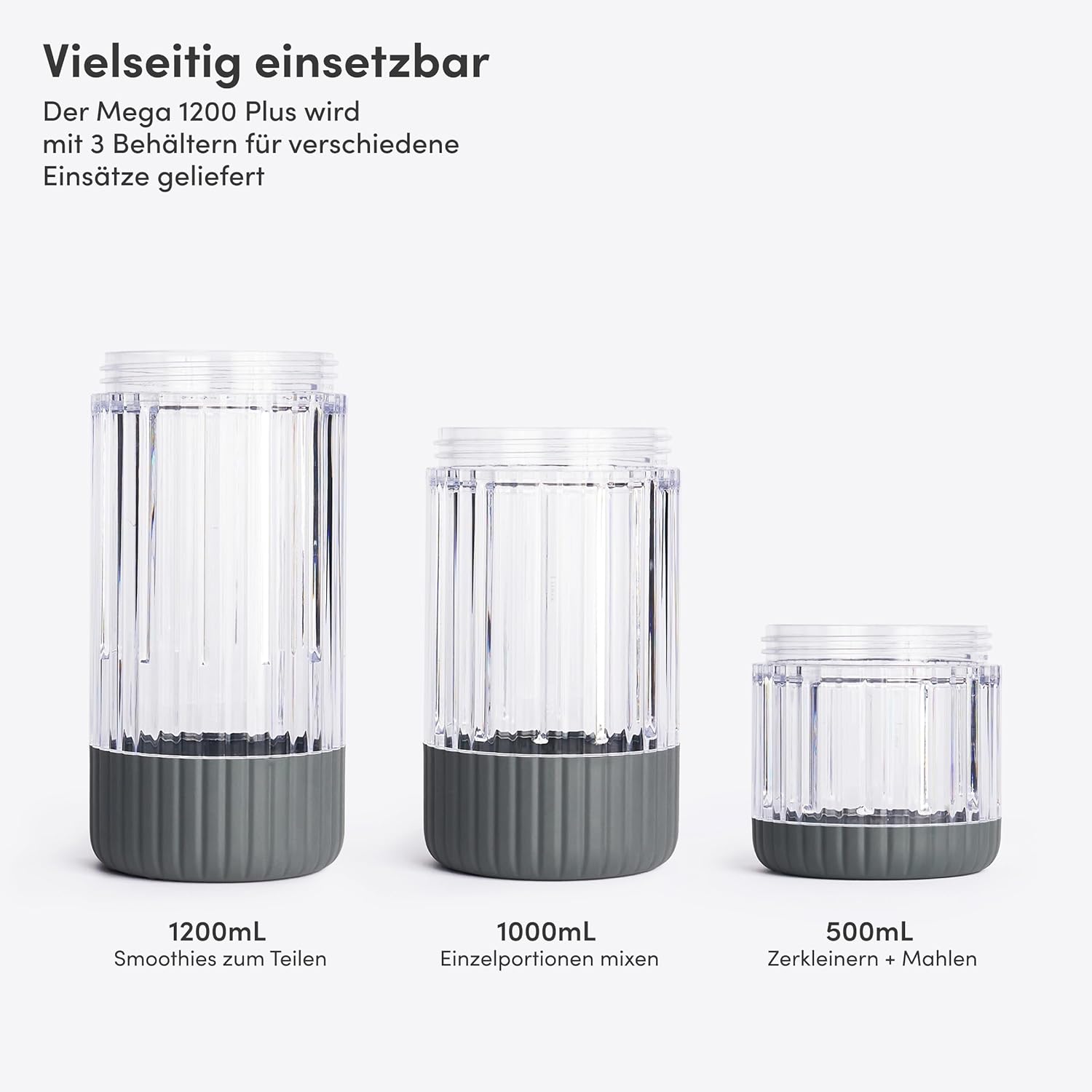 BEAST Standmixer 1200 W – Smoothie Maker Hochleistungsmixer mit 3 Tritan-Rührbechern – 1200 ml – To-go-Trink- und Aufbewahrungsdeckel – Mixer für Smoothies, Eis und Shakes – Bild 4