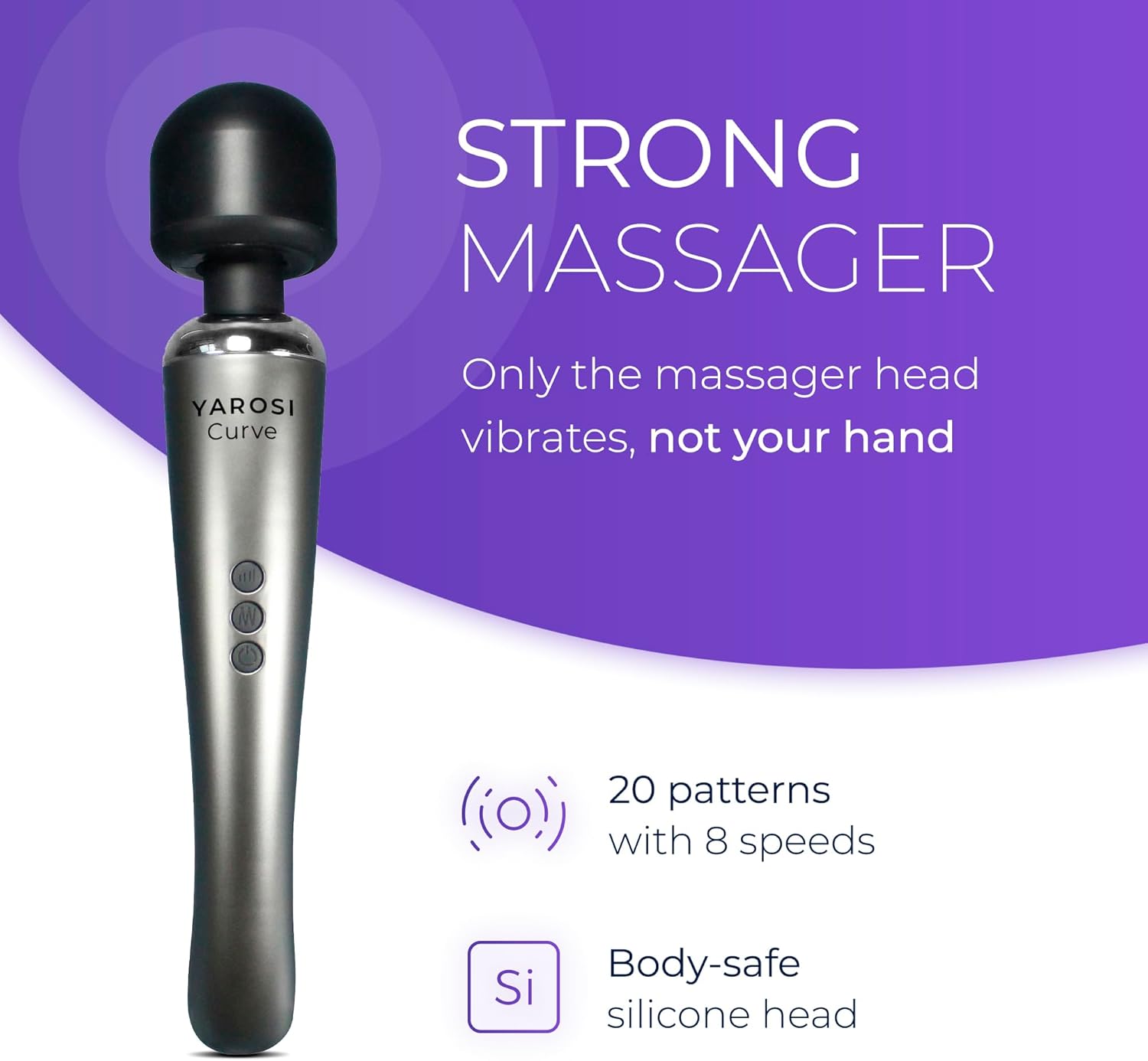 Yarosi Kabelloser Massagestab – stärkste therapeutische Vibrationskraft – stressfrei – am besten bewertete Muskelschmerzen und Erholung entsprechend Ihrem Sportprogramm – USB – Kurve – Silber – Bild 2