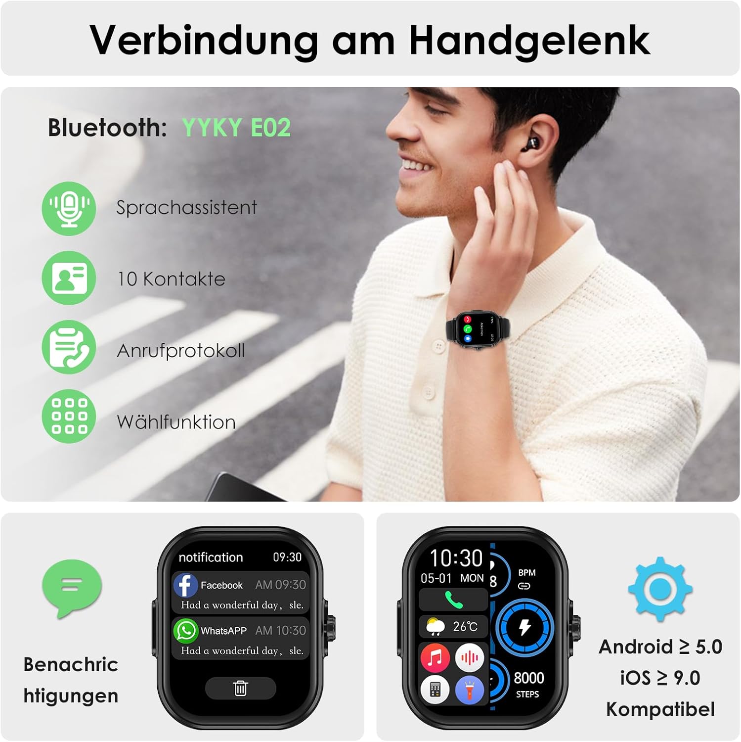 YYKY Smartwatch 2.1 Wasserablauf-Smartwatch mit SOS-Funktion – Bild 5