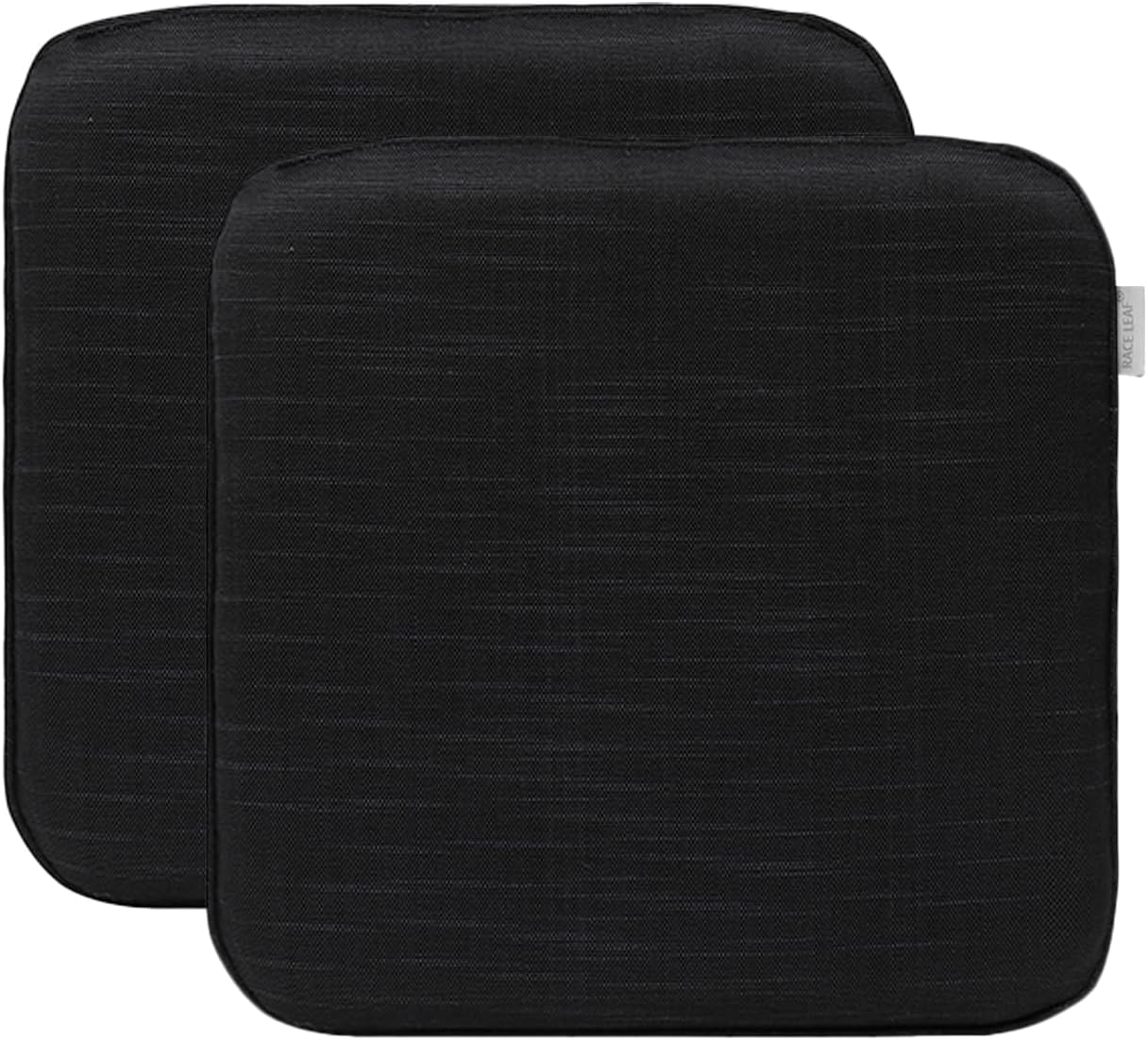 RACE LEAF 2er-Set 40,5 x 40,5 cm Memory-Schaum-Sitzkissen mit langsamer Rückfederung, Innen- und Haushaltssitzkissen, wasserdichte Oberfläche und rutschfeste Unterseite, Schwarz (Schwarz)