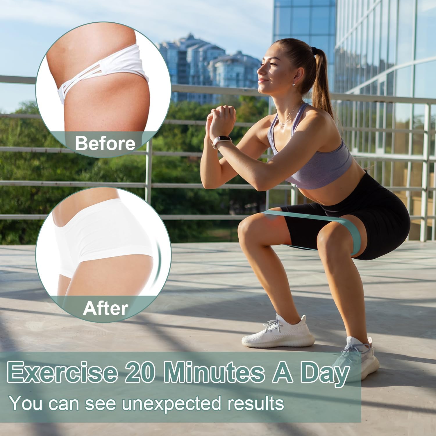 Fitnessbänder 5er Set, Potok Widerstandsbänder in 5 Stärken, Fitnessband aus Naturlatex, Gymnastikband, Widerstandsbänder mit Tragetasche für Muskelaufbau, Pilates, Yoga – Bild 6