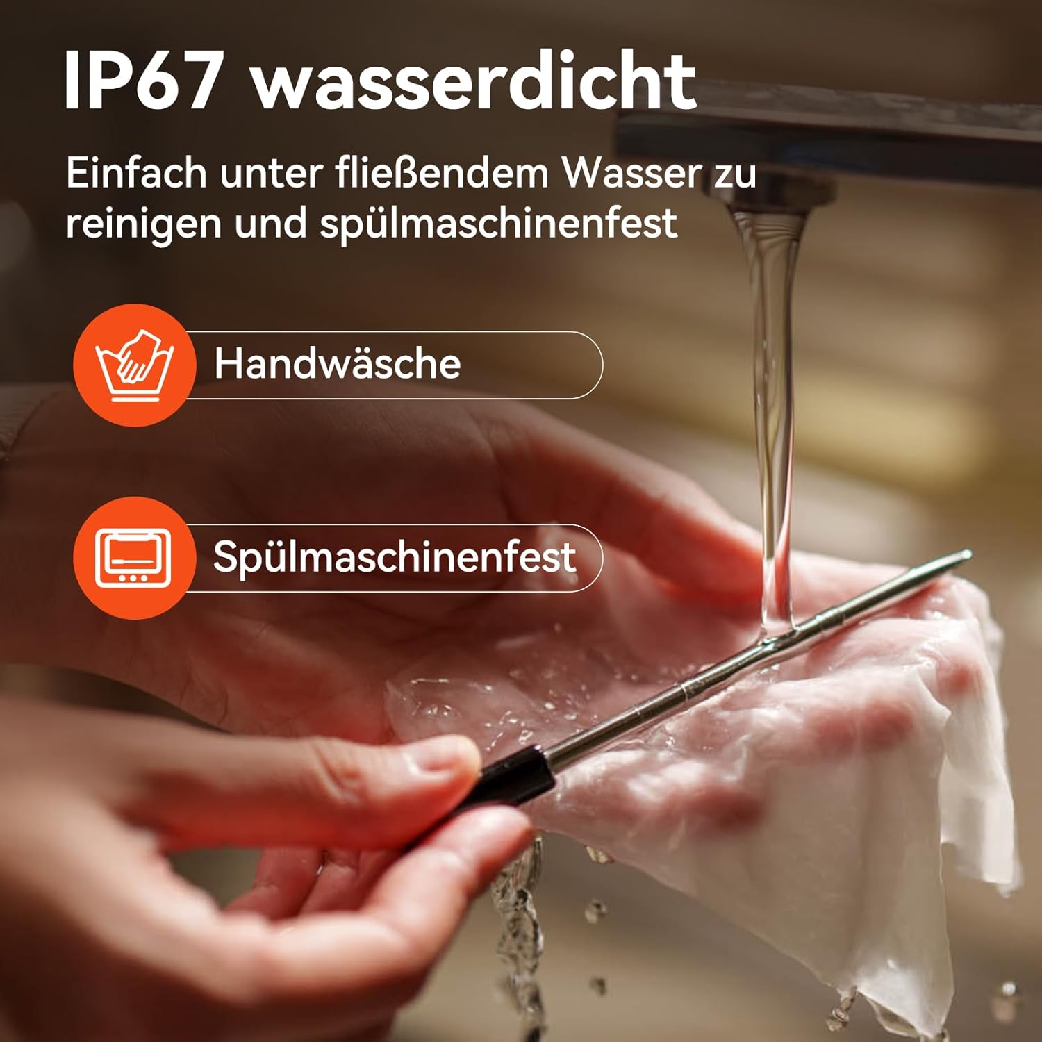 Pro Fleischthermometer kabellos mit WLAN und Bluetooth, App-Überwachung mit Timer und Alarm, IP67 wasserdicht und ölbeständig, kabelloses Fleischthermometer für BBQ, Ofen, Grill, Küche – Bild 7