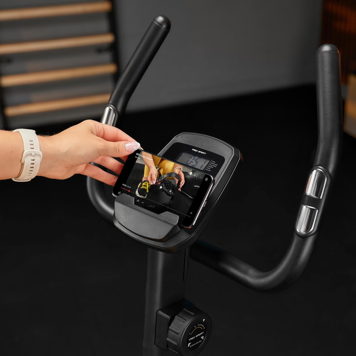 TREX SPORT Heimtrainer TX-380MB Rigon magnetisches Fitnessbike, leises LCD-Display, Herzfrequenzmesser, 8 Stufen, bis 120 kg, Heimtrainer – Bild 5