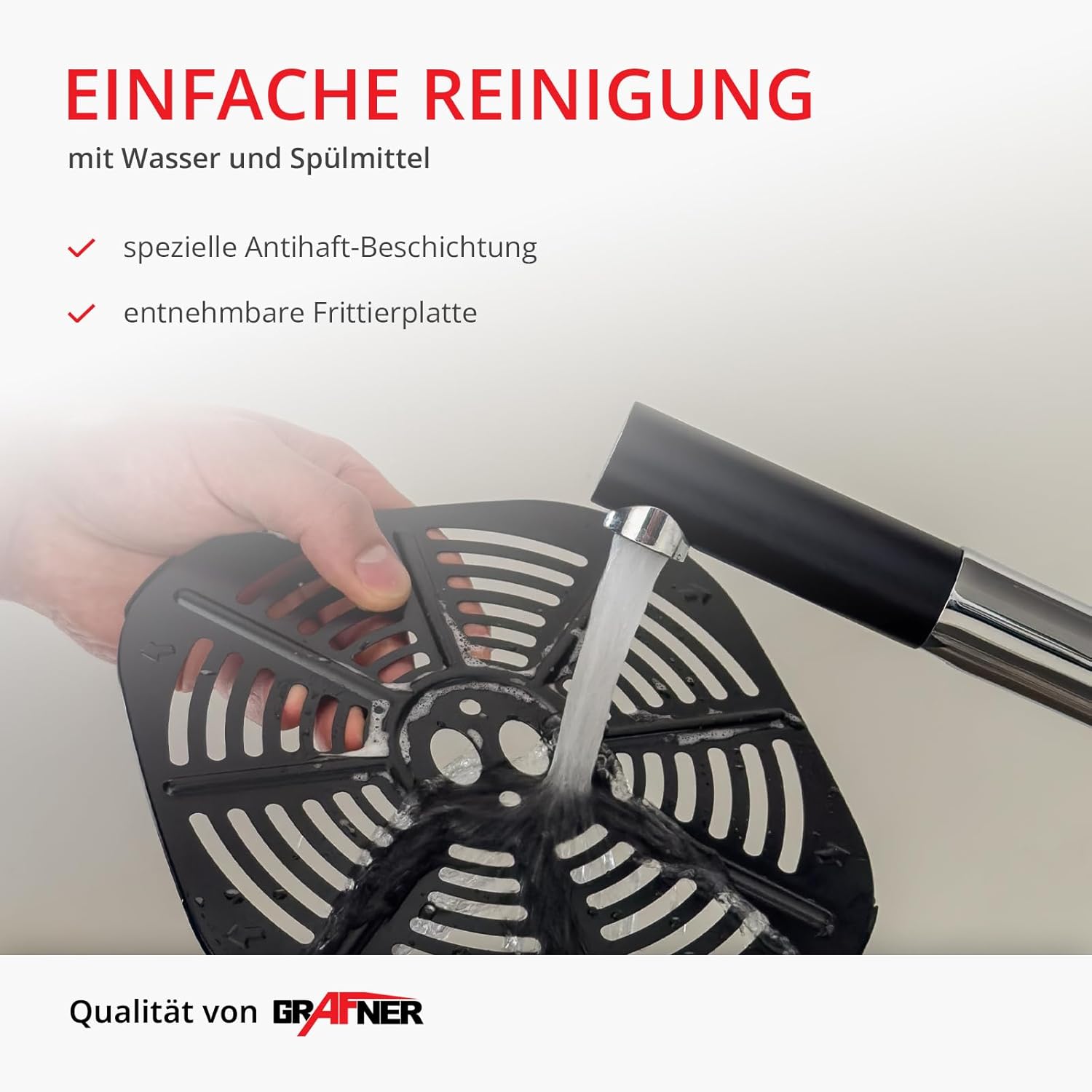 Digitale Heißluftfritteuse Grafner XL, 3,6 Liter, 1200 Watt, LED-Touchscreen, 7 Programme, 360°-Kochsystem, Timer, Antihaftbeschichtung, Fritteuse ohne Fett, Airfryer ölfreie Heißluftfritteuse – Bild 7