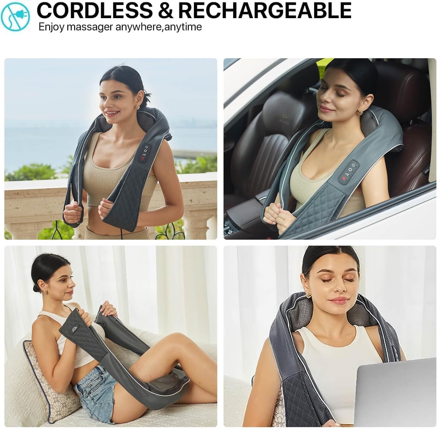 ALLJOY Nackenmassagegerät mit Wärme, 2200 mAh Akku, kabellos, Massagegerät für Nacken, Schulter, Rücken, Shiatsu-Massage mit 20 Minuten Auto-Off & Tasche – Bild 7