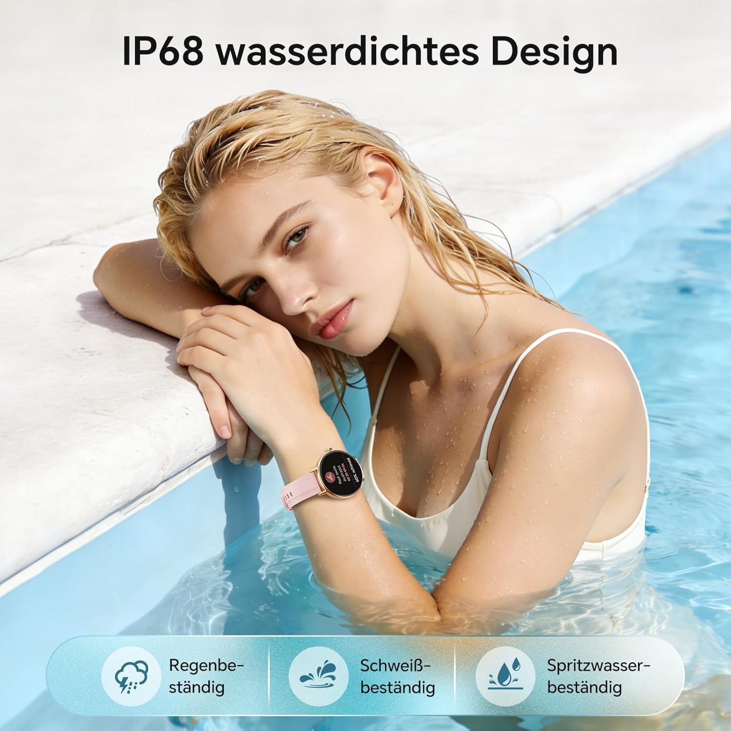 Gydom Runde Smartwatch für Damen, 1,27 Zoll, Smartwatch mit Telefonfunktion, Fitnessuhr mit SpO2, Herzfrequenz, Stress, Kalorien, Schlaf, Schrittzähler, 100+ Sportmodi, IP68, wasserdichte Sportuhr für iOS – Bild 8