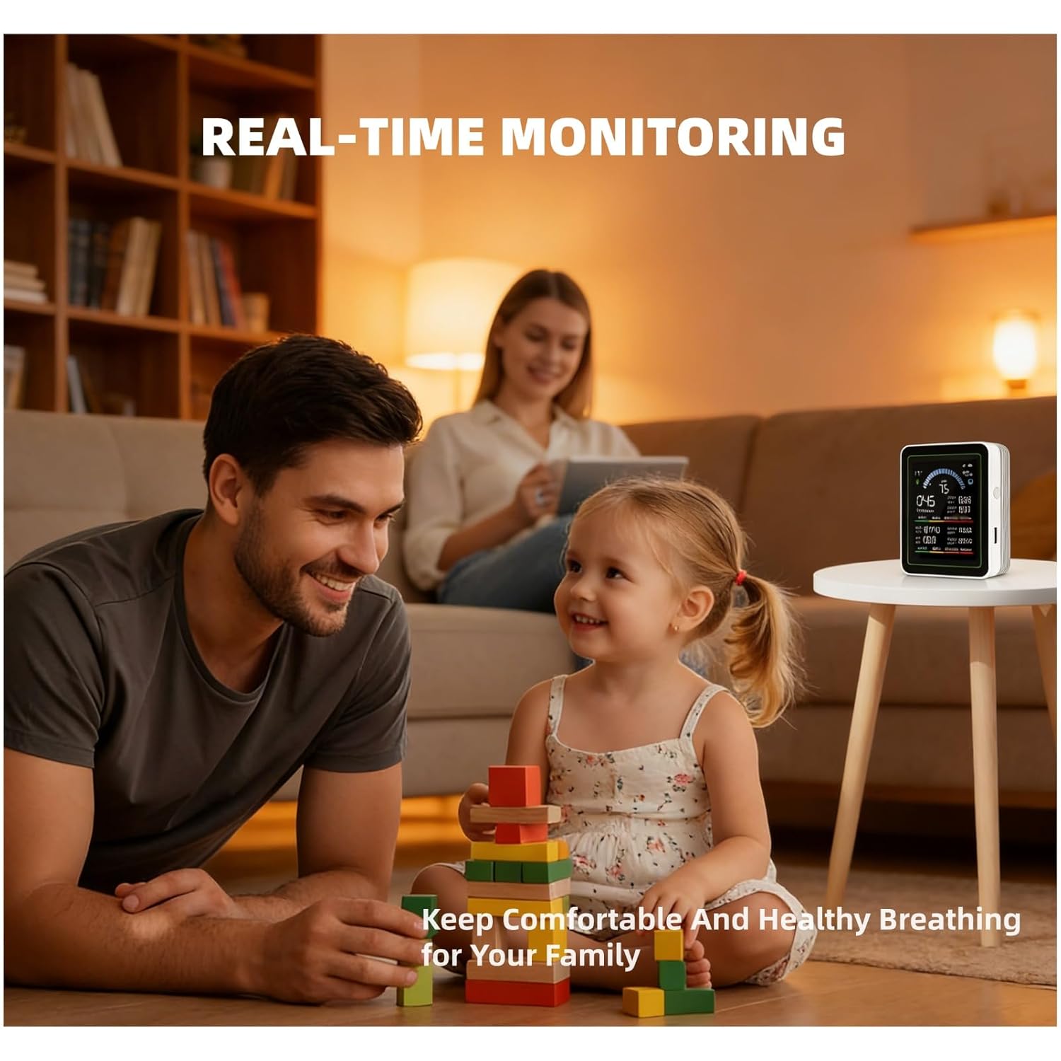Cuifati 6-in-1 professioneller Raumluftqualitätsmonitor, tragbarer CO2-Monitor für den Innenbereich, HCHO, CO-Monitor, TVOC, PM2,5, PM10, Monitor für saubere Luft in geschlossenen Räumen – Bild 4