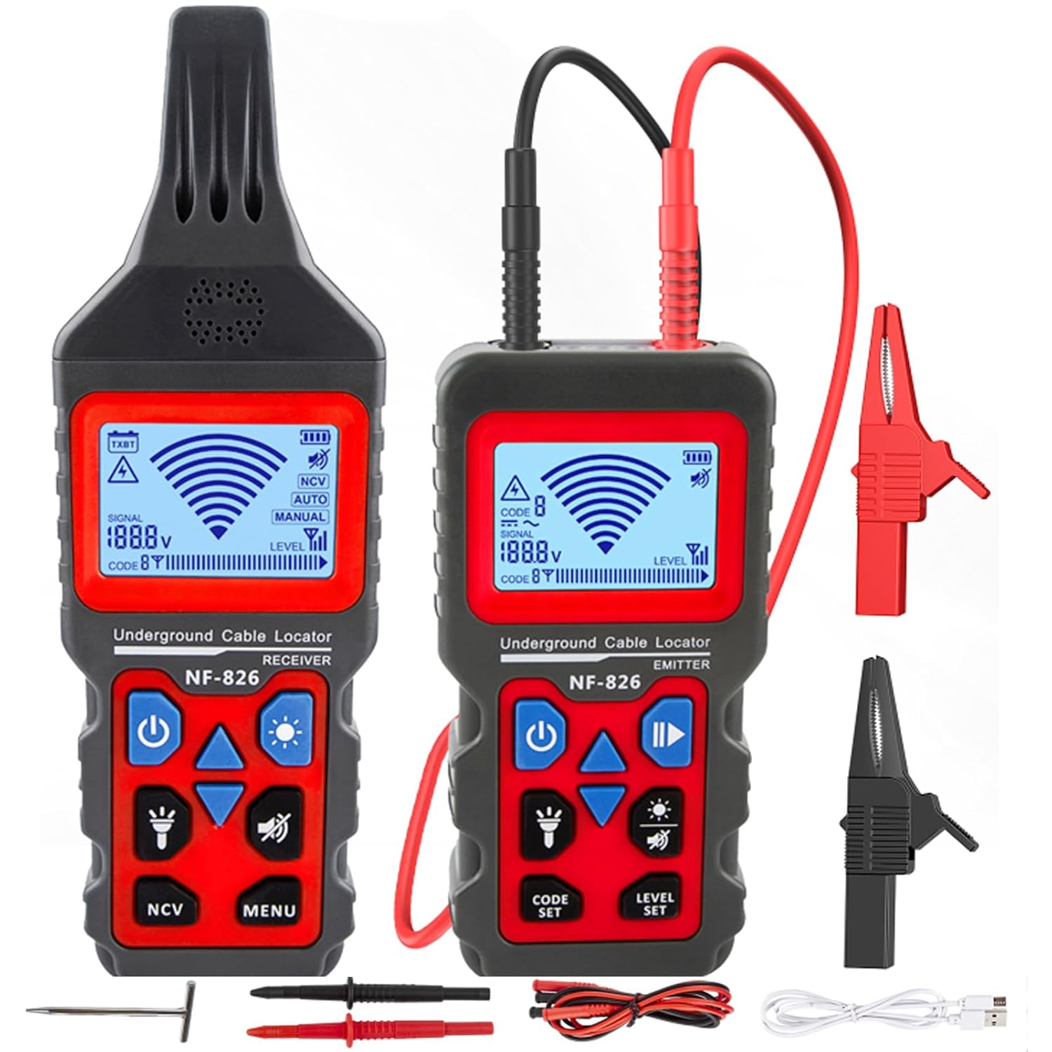 NOYAFA NF-826 Erdkabel-Ortungsgerät, Kabel-Tracker, Wand- und Erdrohr-Drahtdetektor, Test-Kurzschlussschalter von Wand- und Erdkabeln