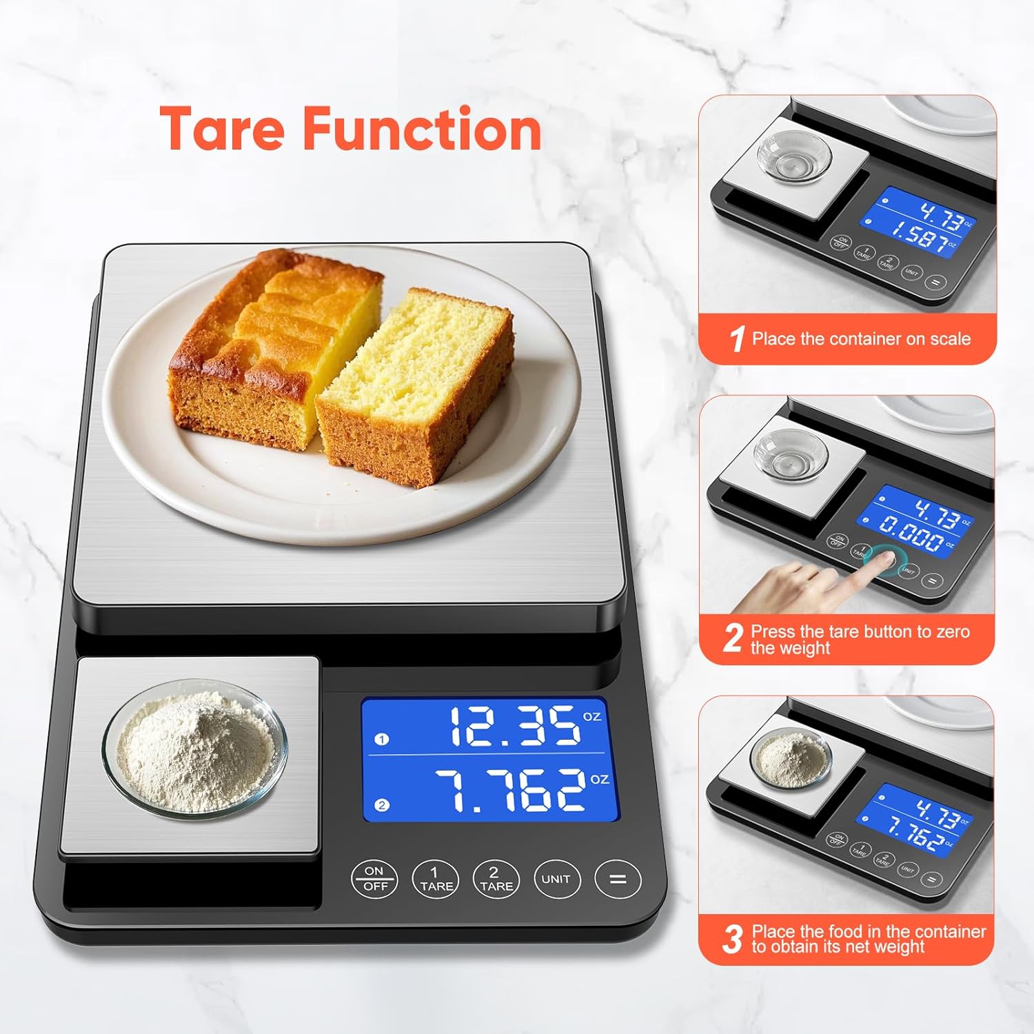 Digitale Küchenwaage 15 kg / 0,01 g, hochpräzise Zweibereichs-Küchenwaage mit Addierfunktion, Tara-Funktion, 7 Maßeinheiten, Küchenwaage zum Kochen und Brotbacken, inklusive Batterien – Bild 5
